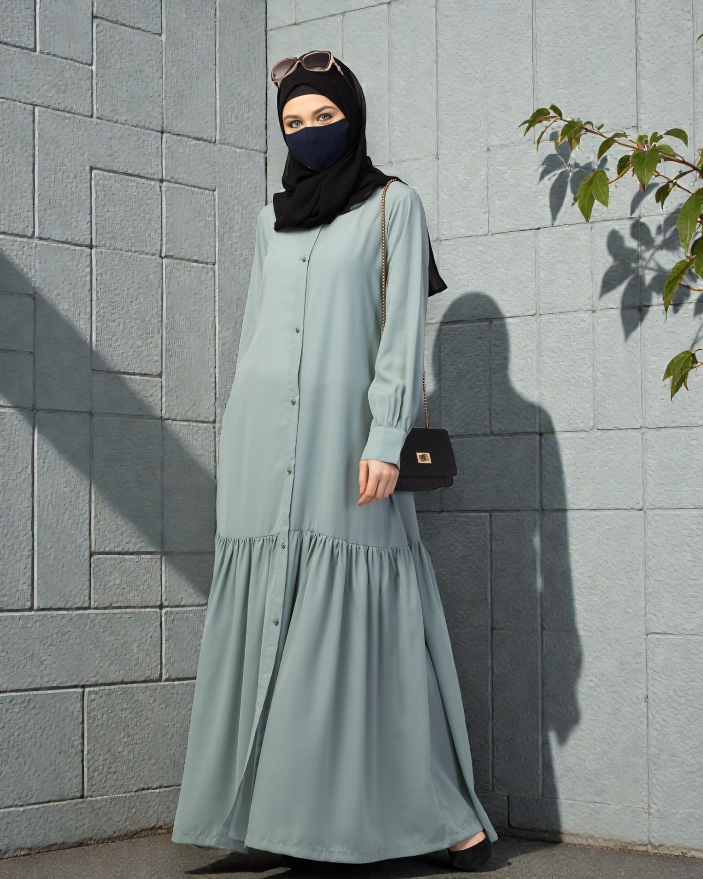 Front Open- Designer Abaya With Gathered Layer