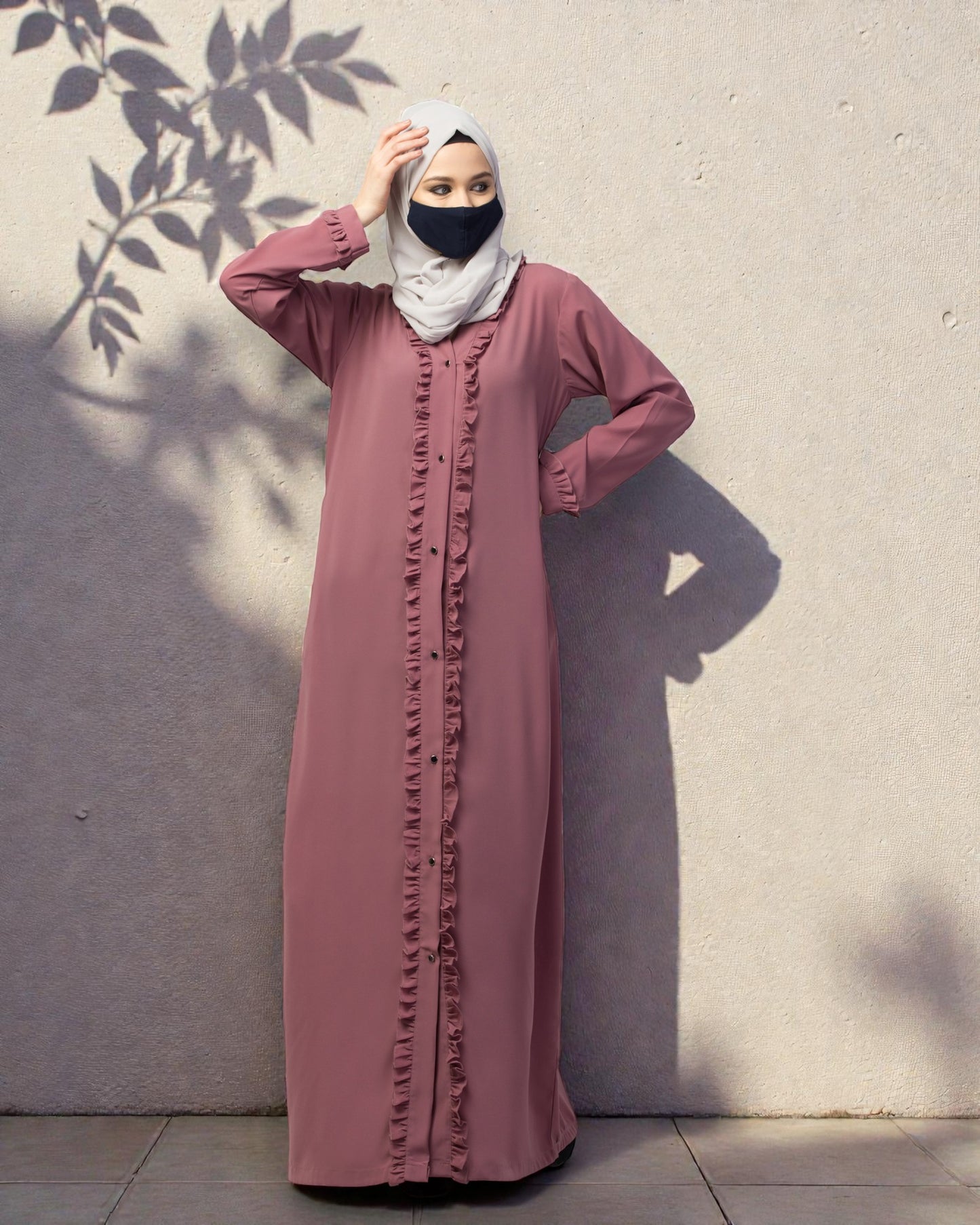 Front Open Abaya With Ruffles