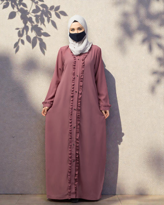 Front Open Abaya With Ruffles
