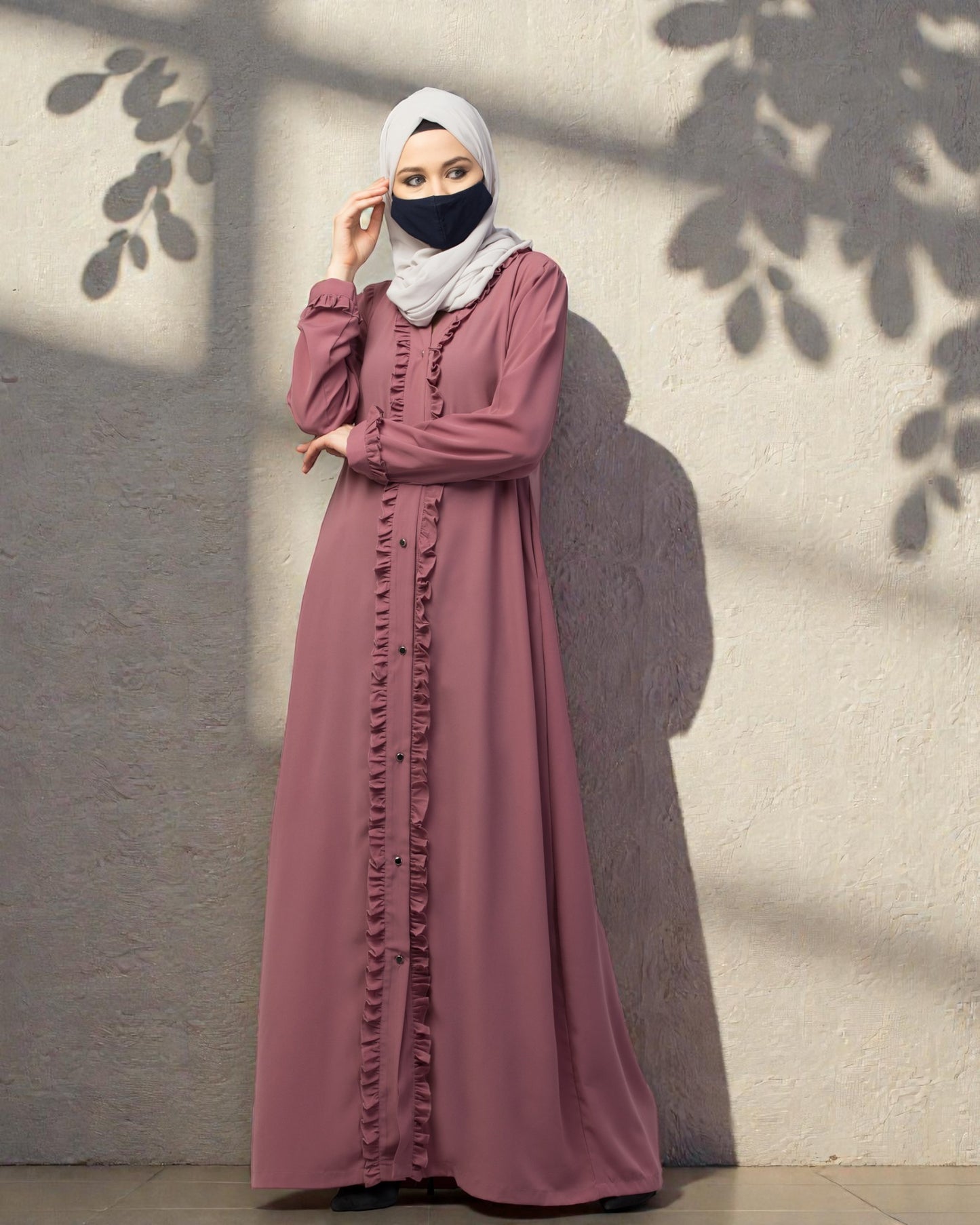 Front Open Abaya With Ruffles