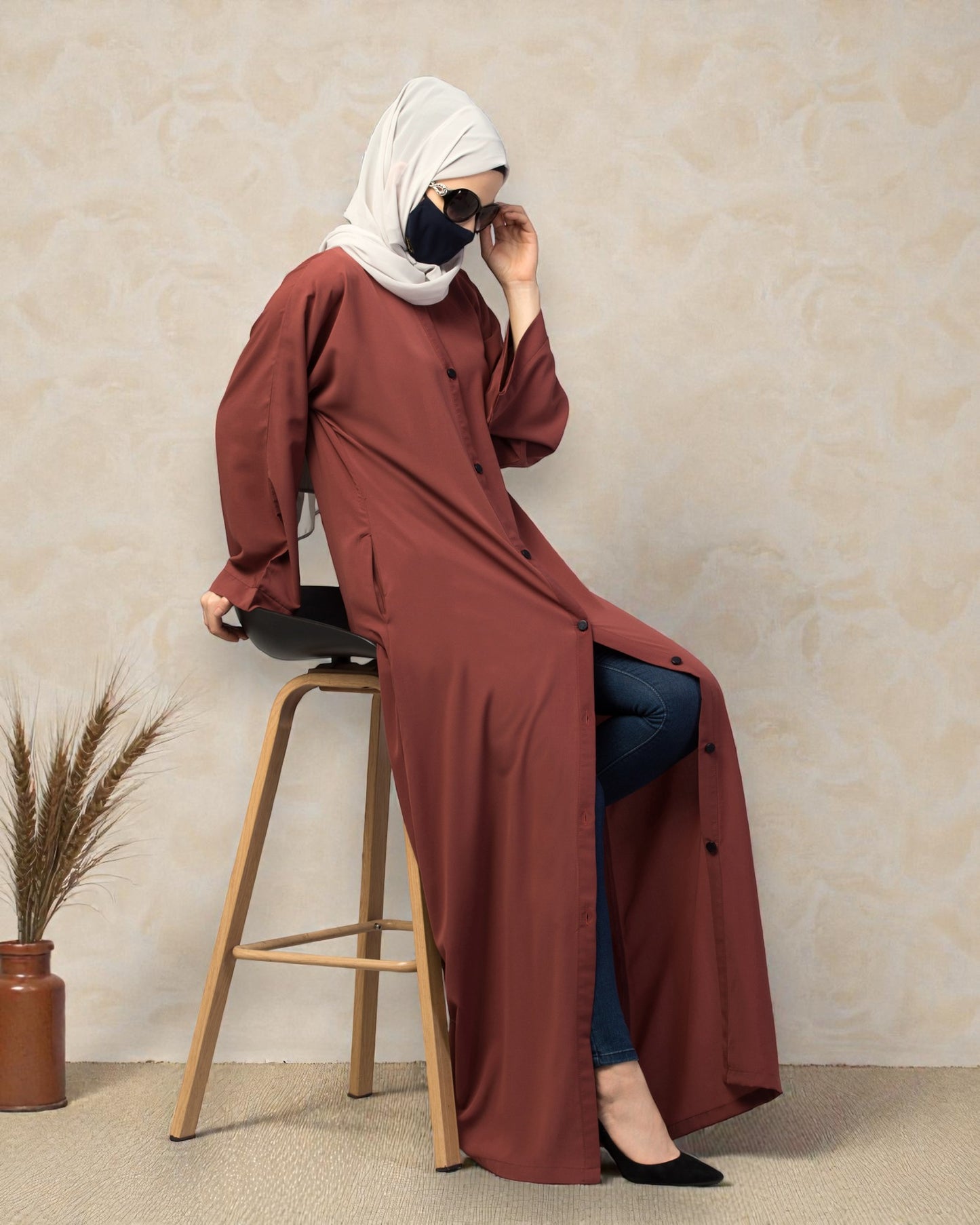 Front Open Abaya With Kimono Sleeves