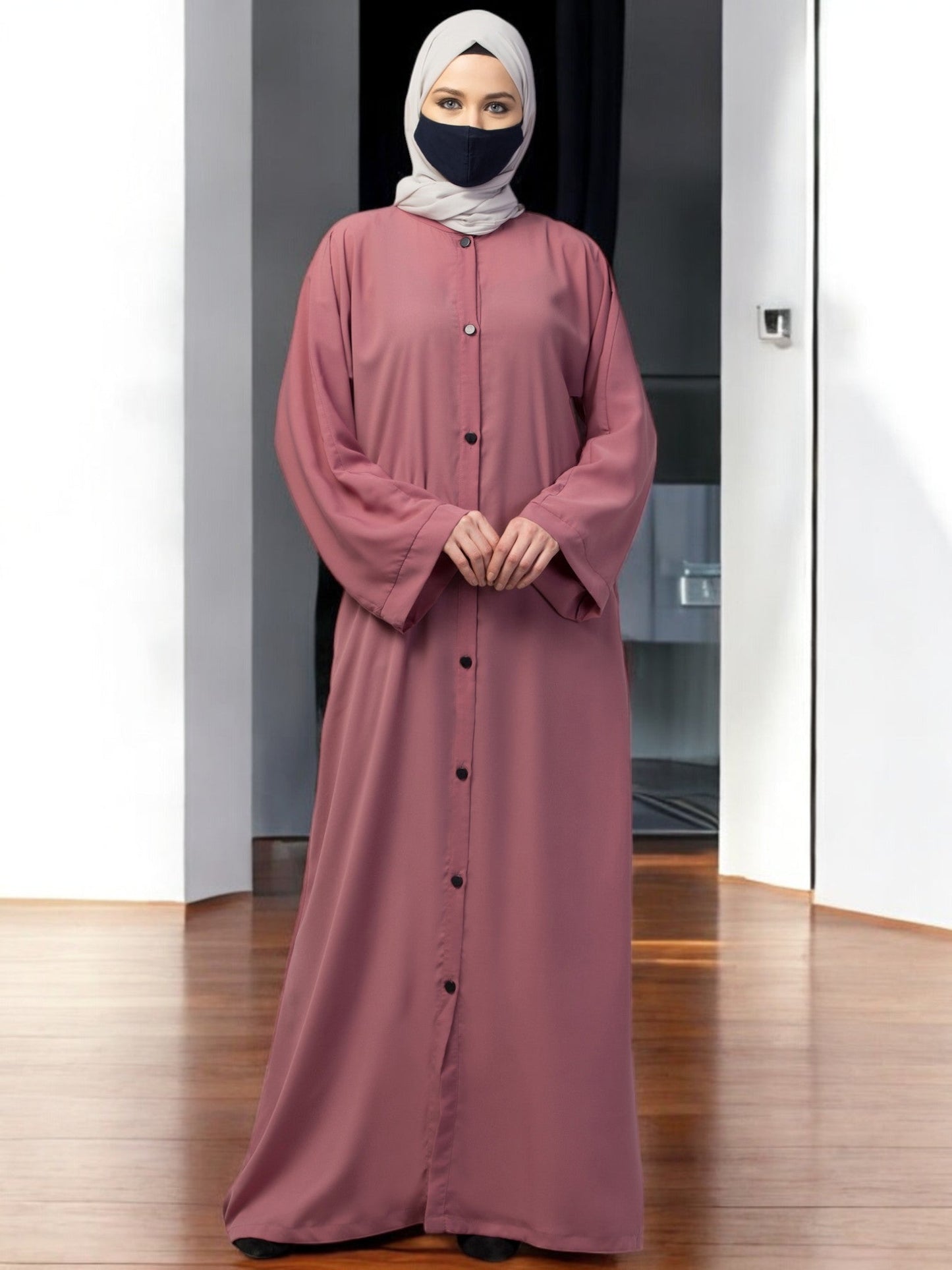 Front Open Abaya With Kimono Sleeves & Belt