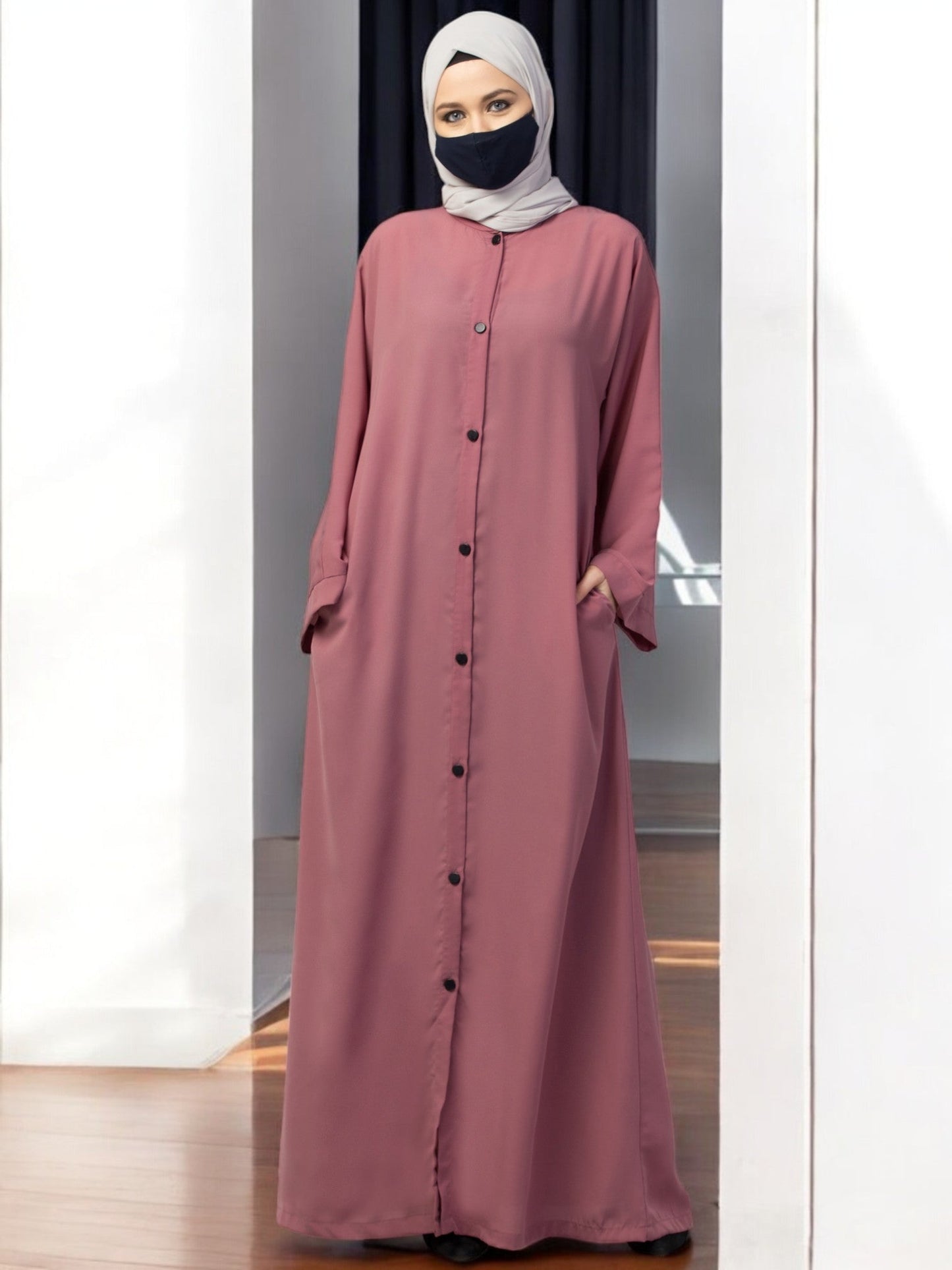 Front Open Abaya With Kimono Sleeves & Belt