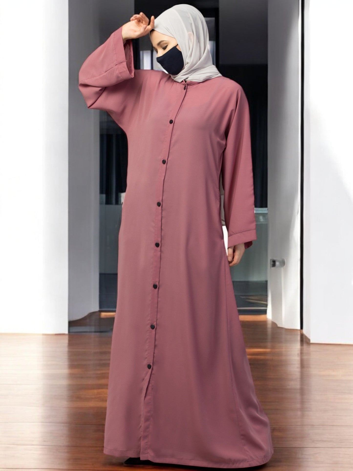 Front Open Abaya With Kimono Sleeves & Belt