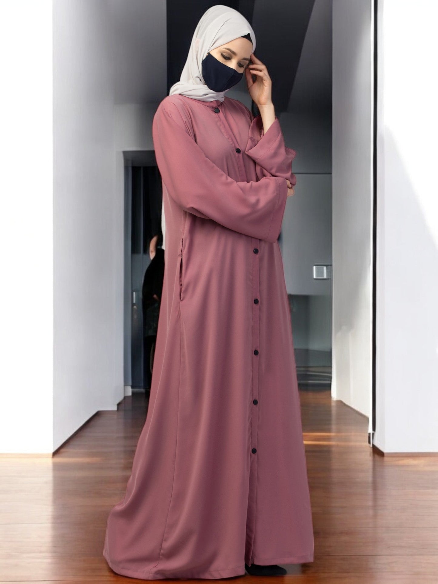 Front Open Abaya With Kimono Sleeves & Belt