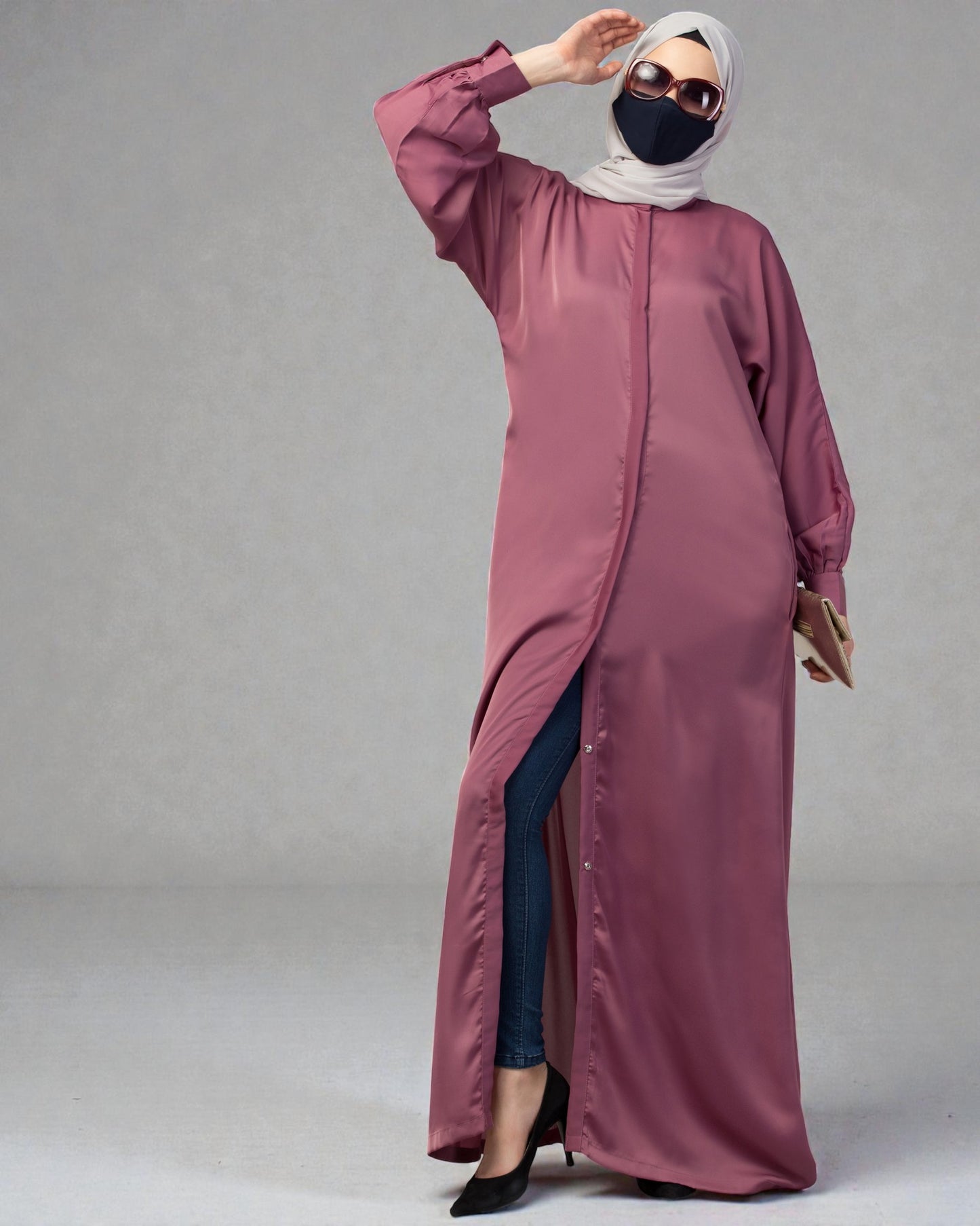 Front Open Nida Abaya With Cuff & Placket