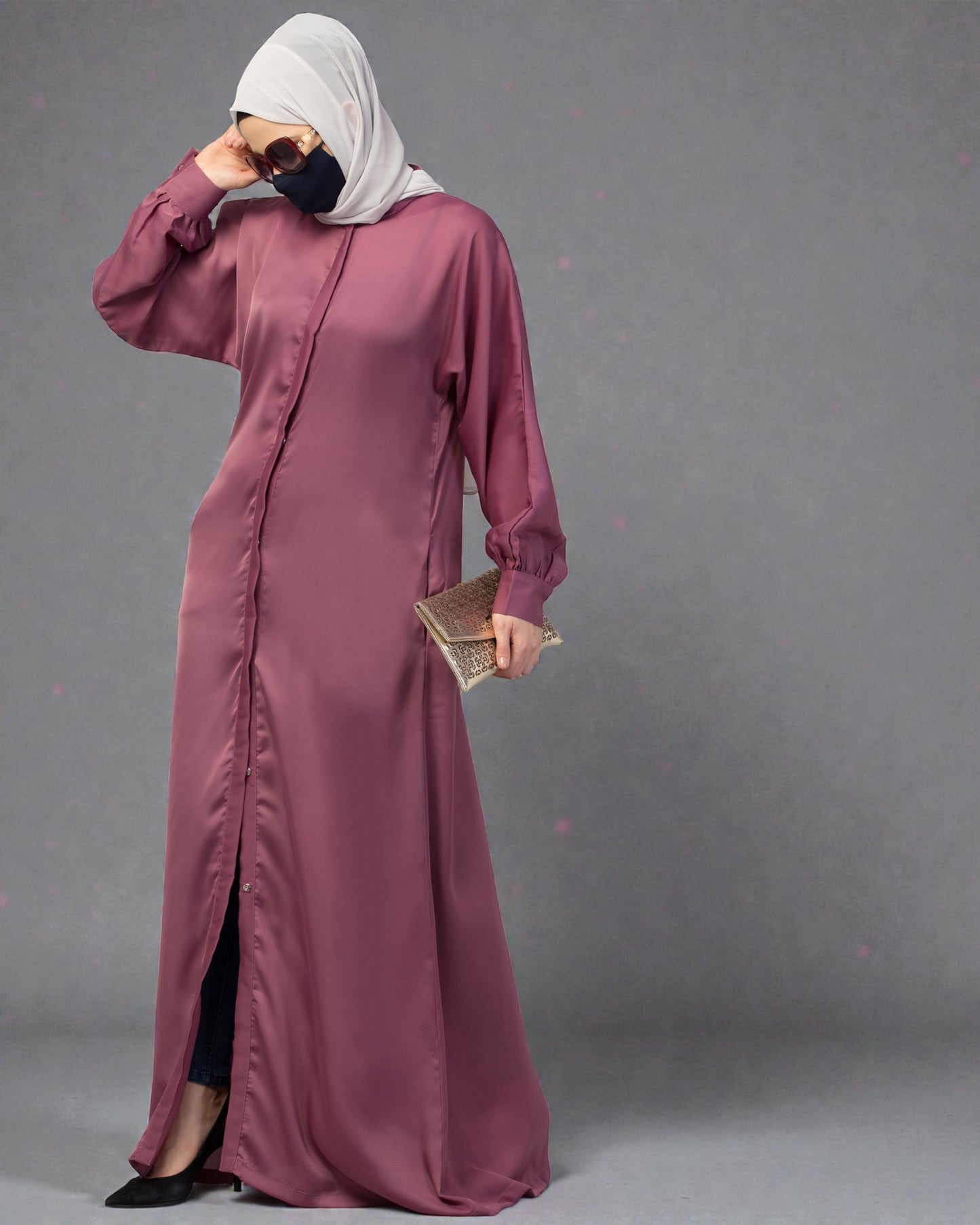 Front Open Nida Abaya With Cuff & Placket