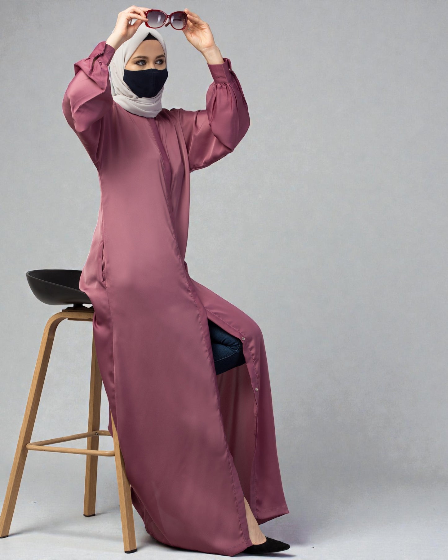 Front Open Nida Abaya With Cuff & Placket