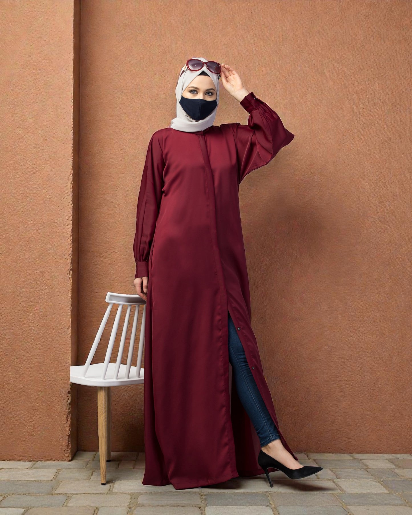 Front Open Nida Abaya With Cuff & Placket