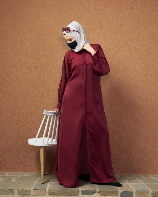 Front Open Nida Abaya With Cuff & Placket