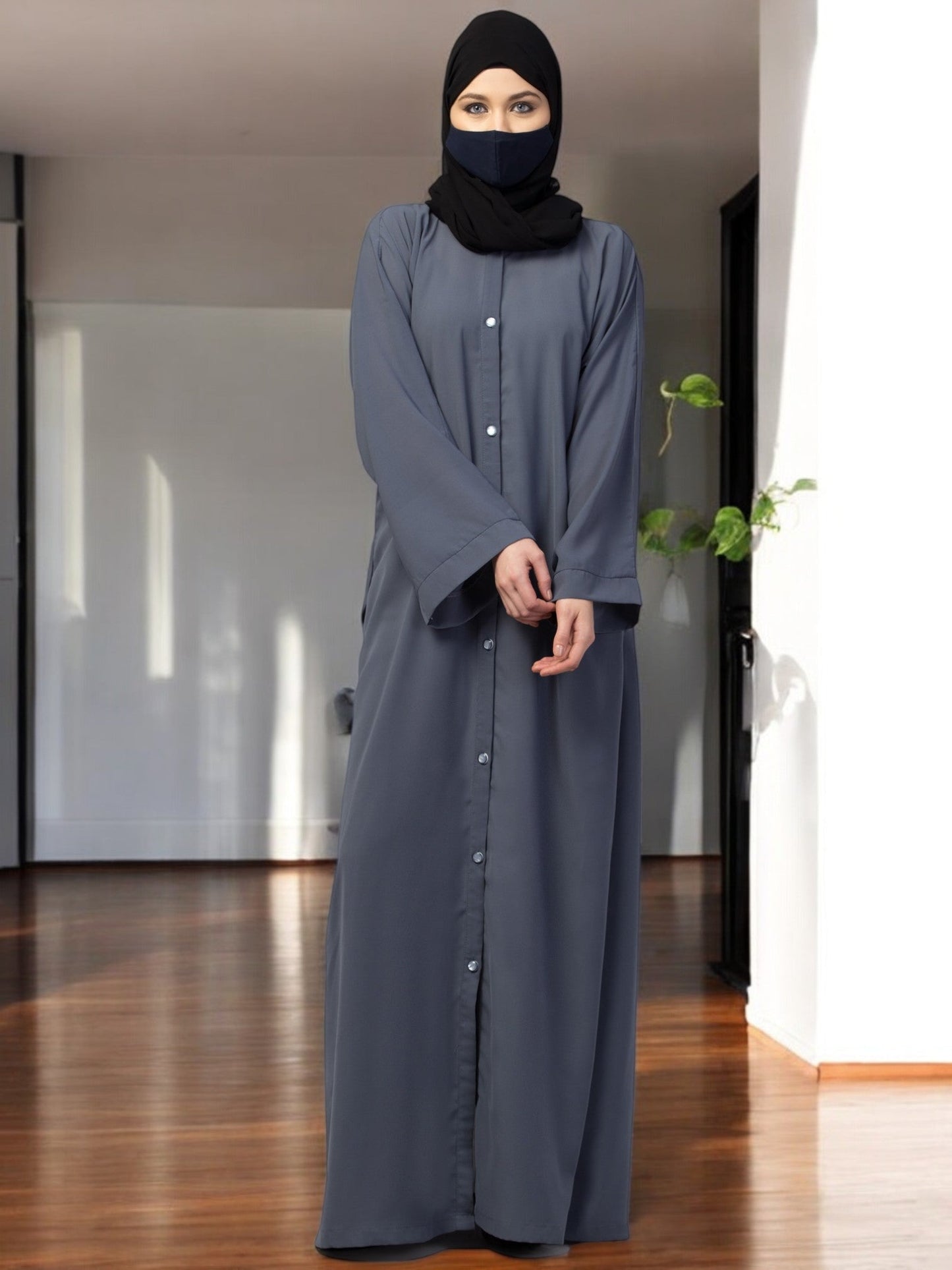 Front Open Abaya With Kimono Sleeves & Belt