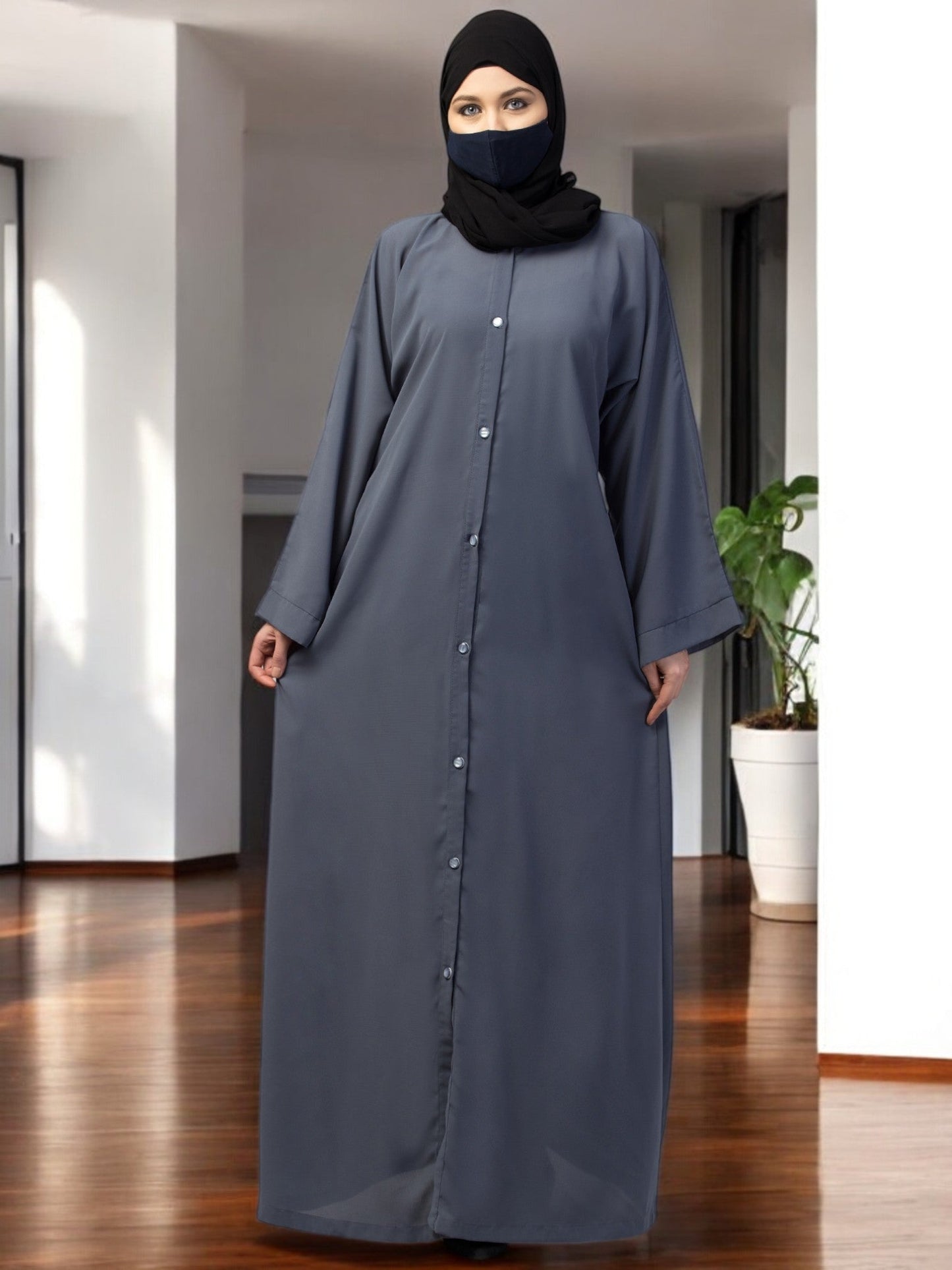 Front Open Abaya With Kimono Sleeves & Belt