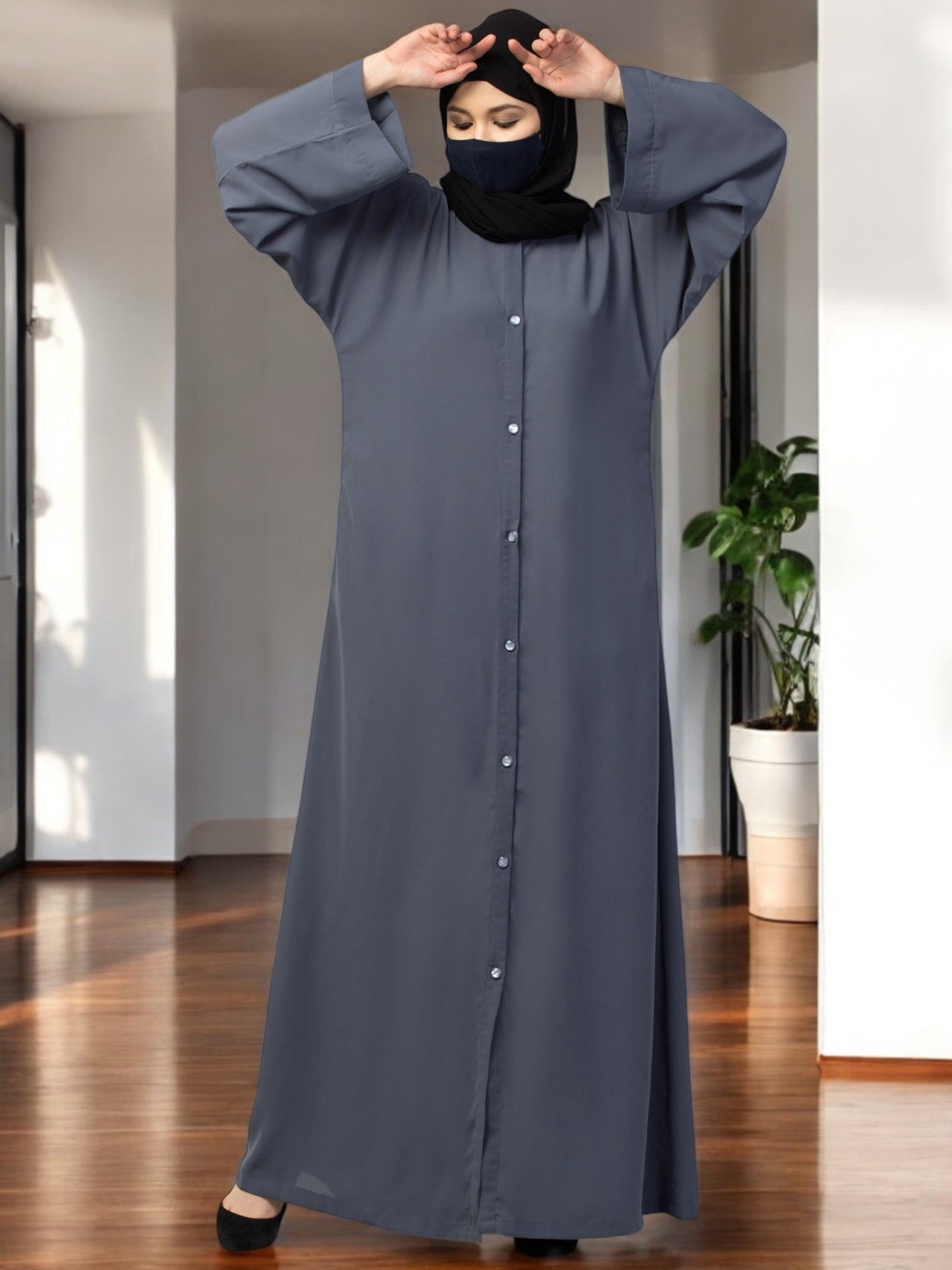 Front Open Abaya With Kimono Sleeves & Belt
