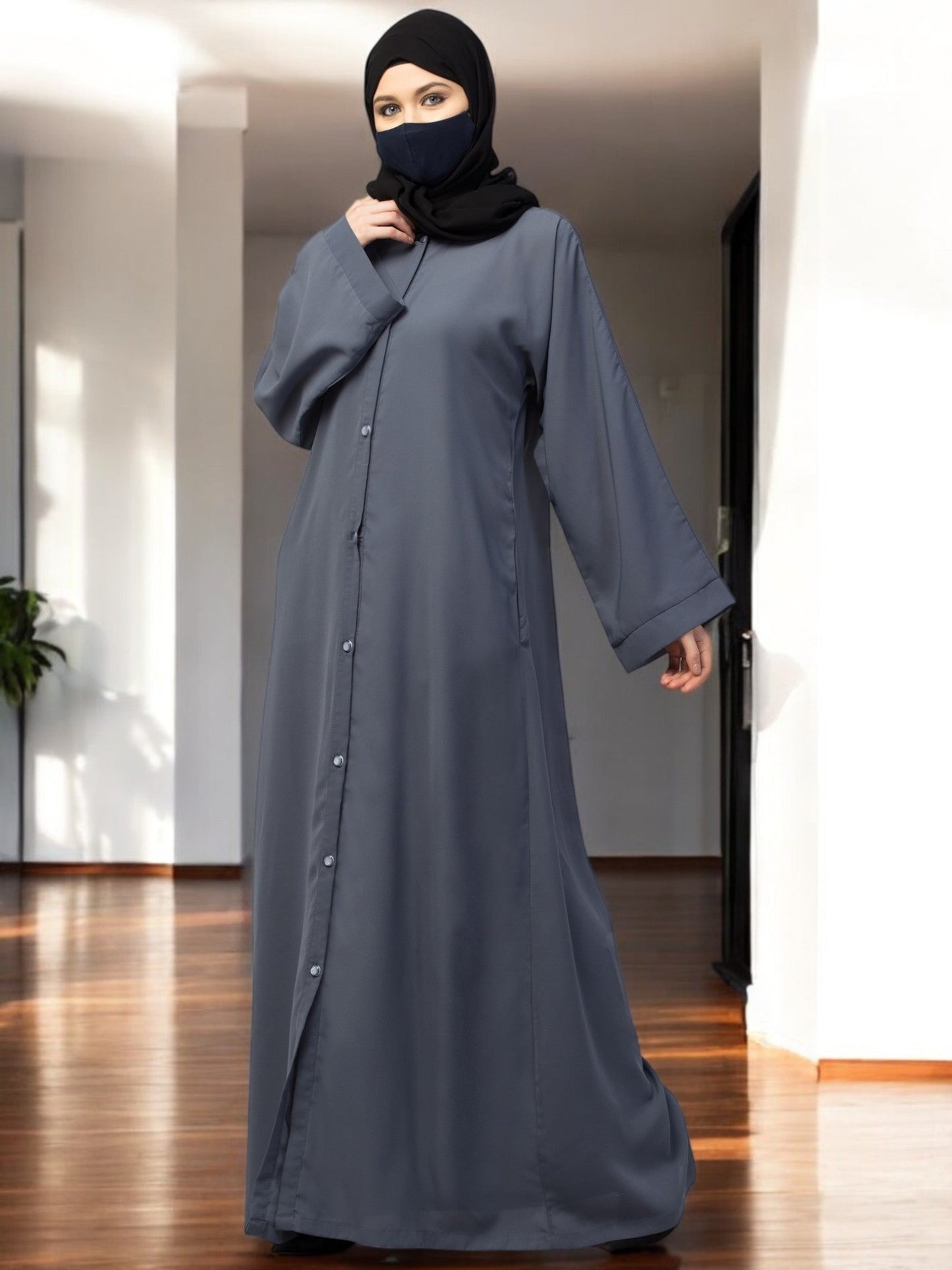 Front Open Abaya With Kimono Sleeves & Belt