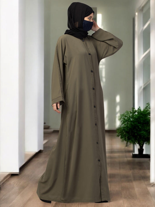 Front Open Abaya With Kimono Sleeves & Belt