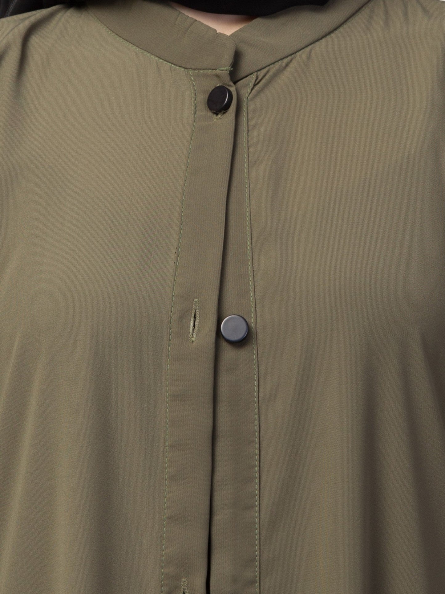 Front Open Abaya With Kimono Sleeves & Belt