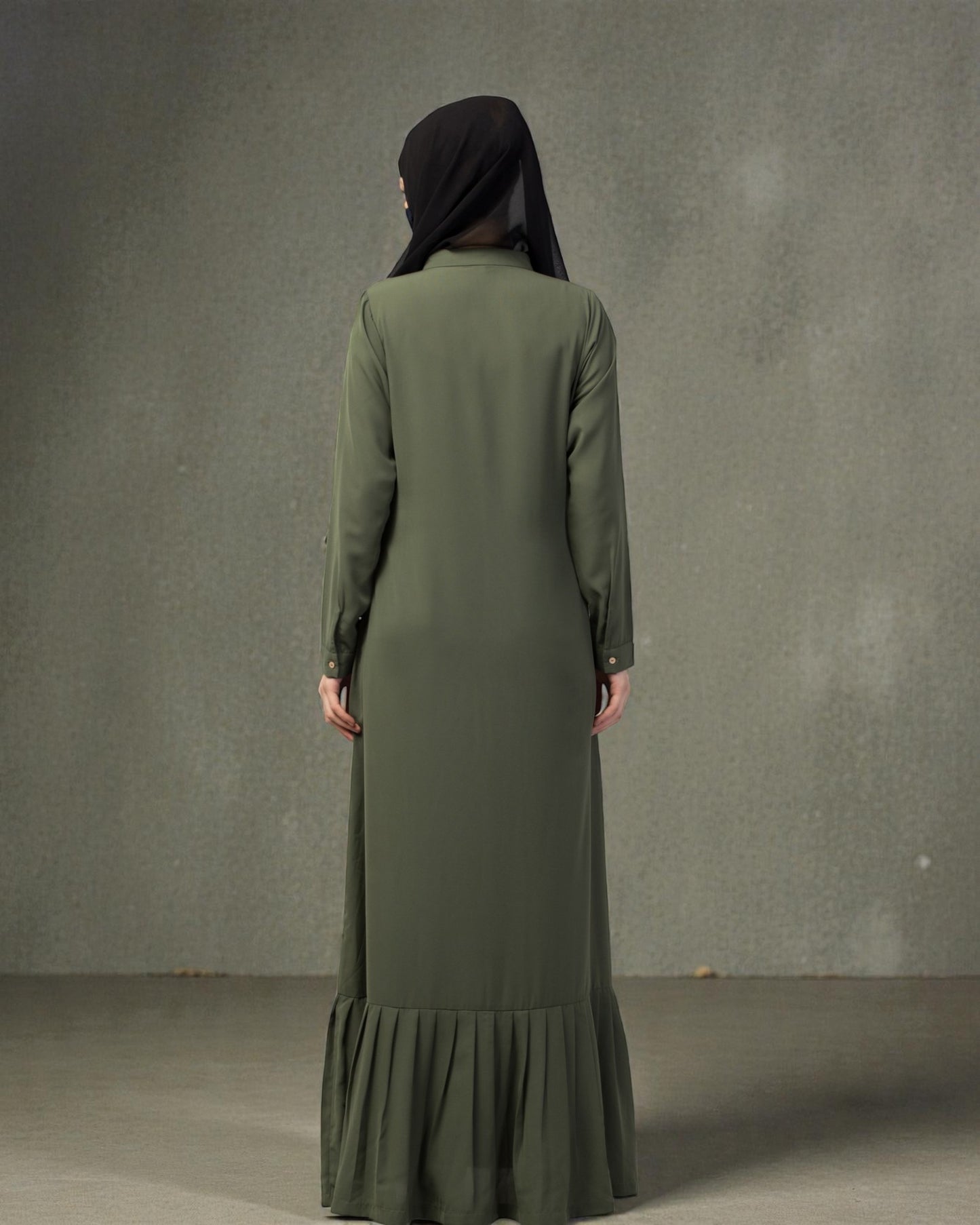 Front Open- Designer Abaya With Gathered Hem