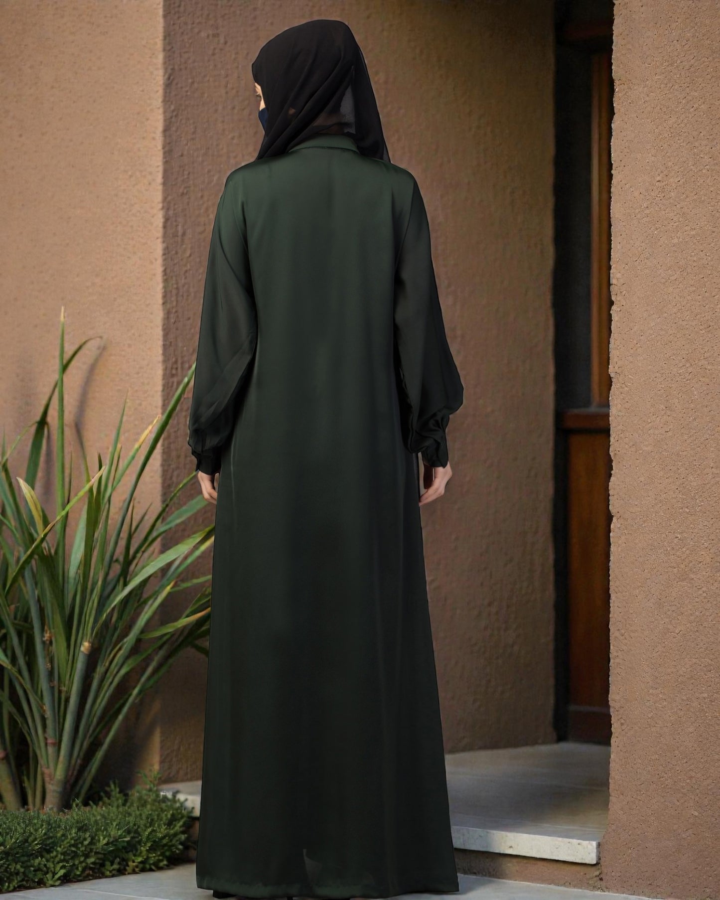 Front Open Nida Abaya With Cuff & Placket