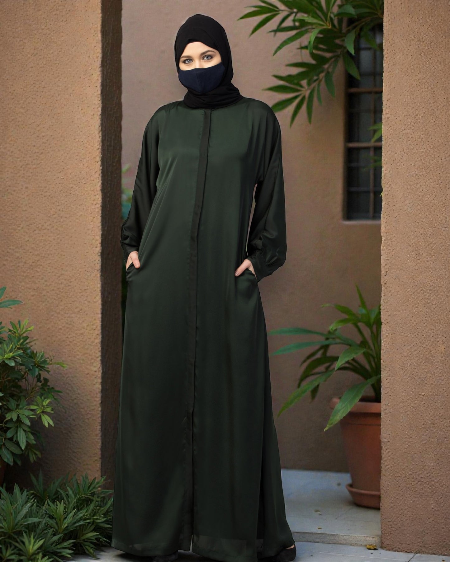 Front Open Nida Abaya With Cuff & Placket