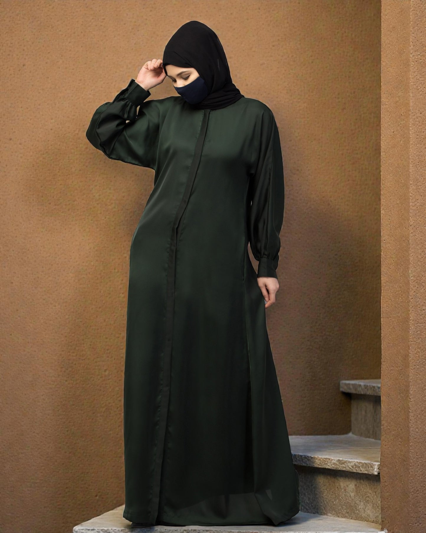 Front Open Nida Abaya With Cuff & Placket