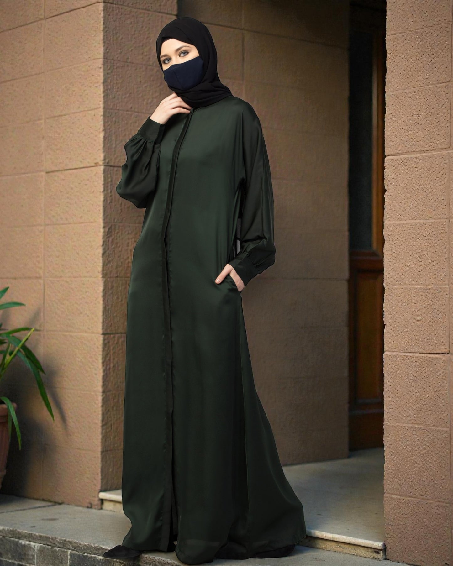 Front Open Nida Abaya With Cuff & Placket