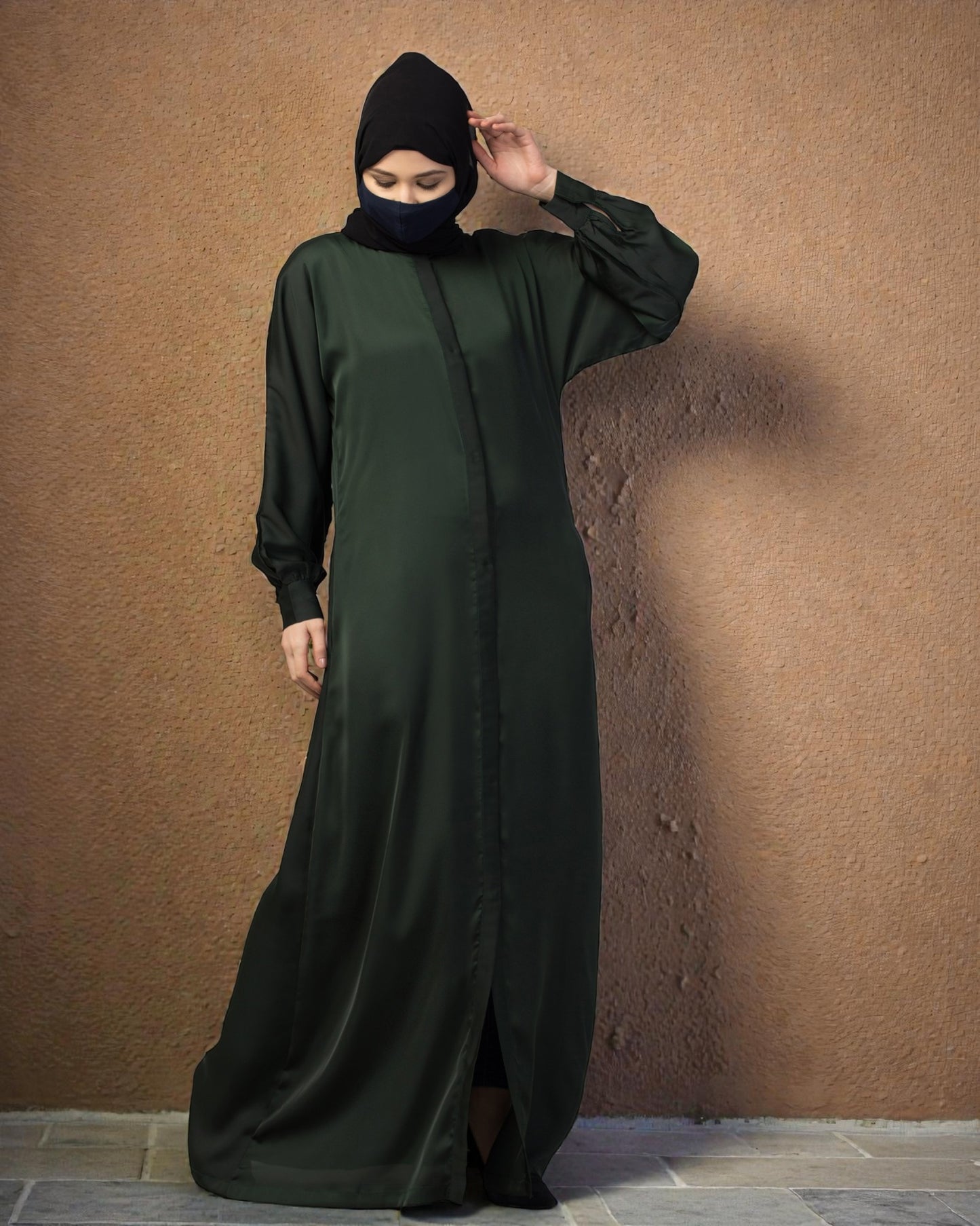 Front Open Nida Abaya With Cuff & Placket