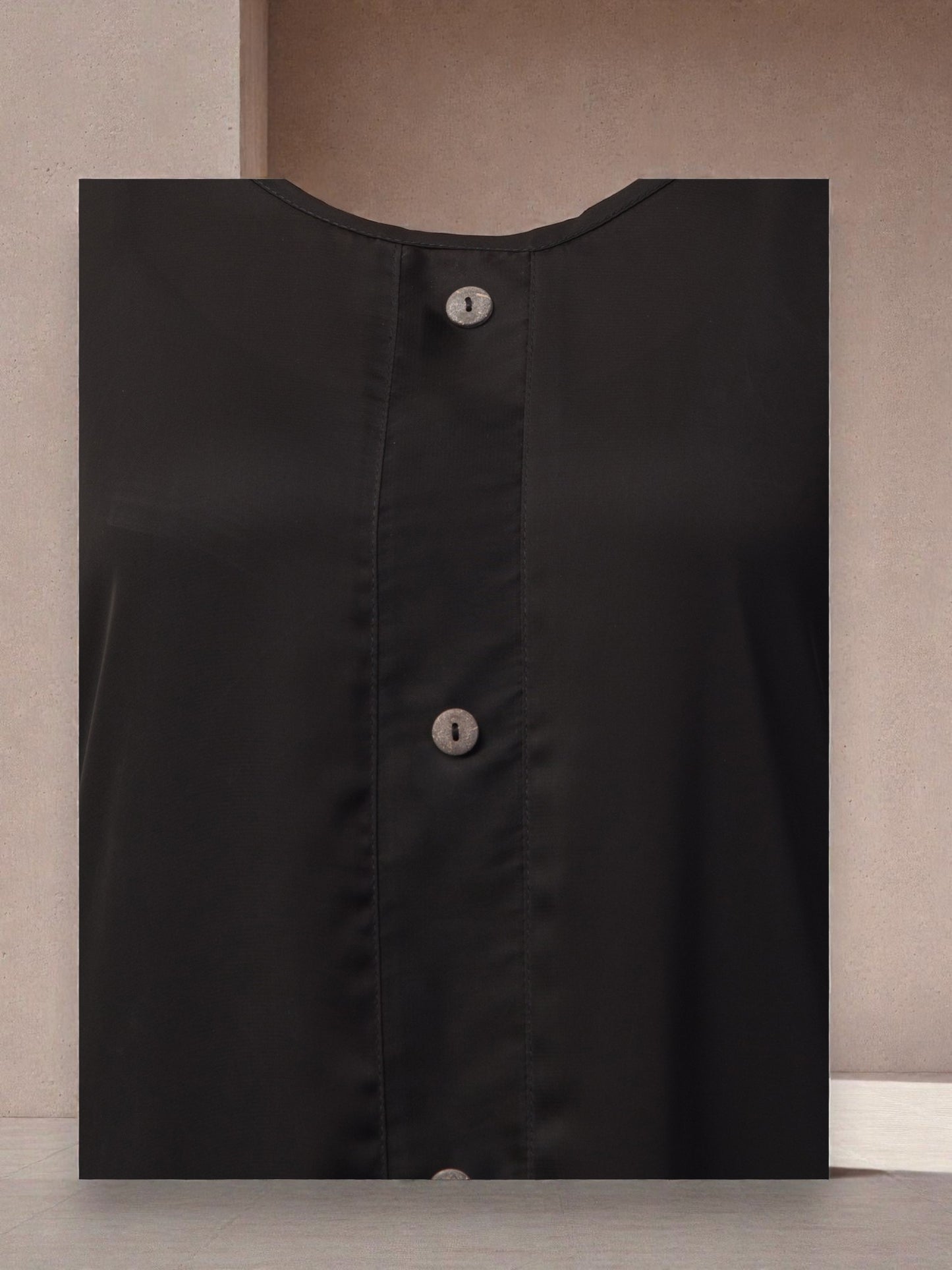 Closed Abaya With Show Buttons & Pleated Hem