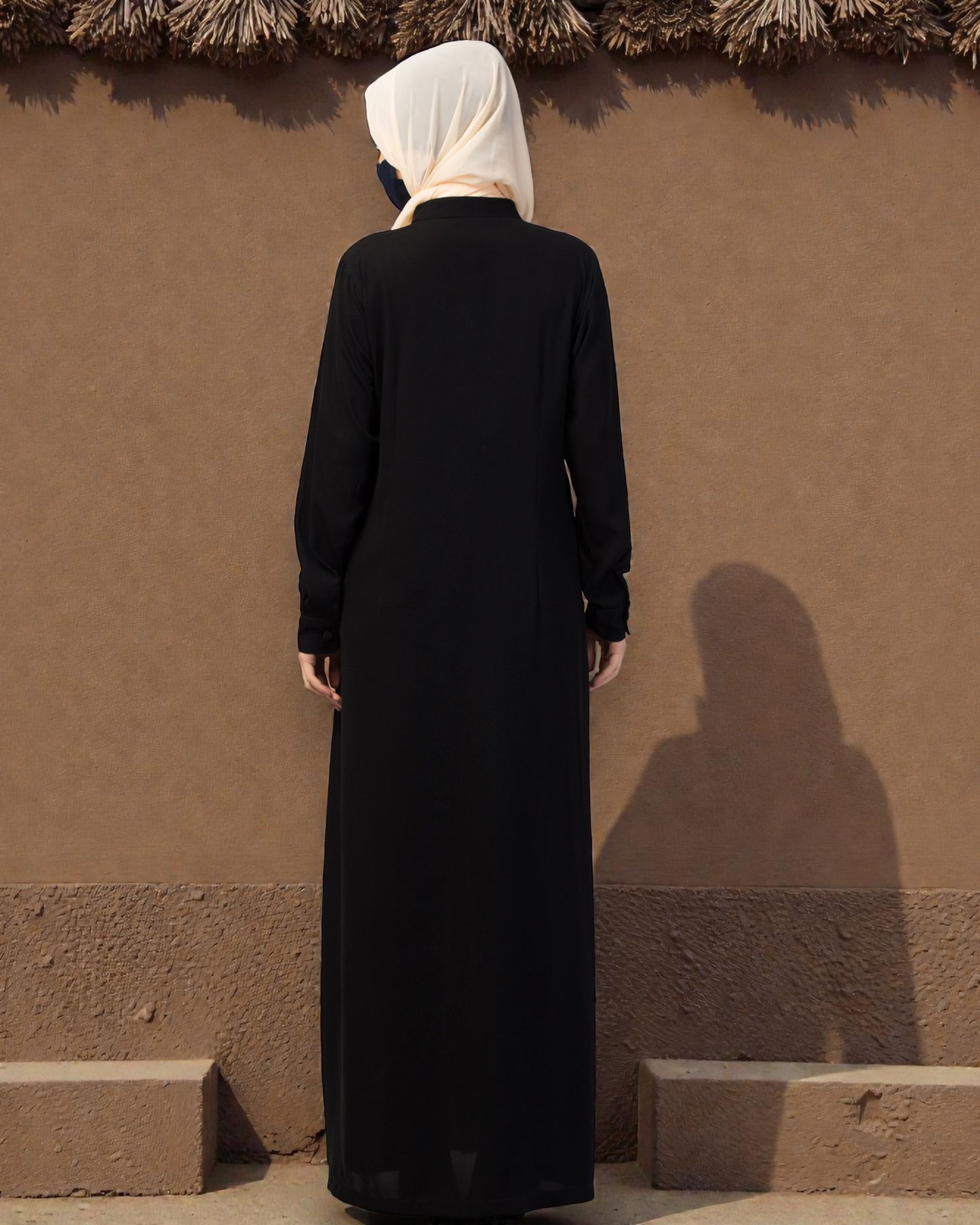 Front Open Abaya With Cuffed Sleeves