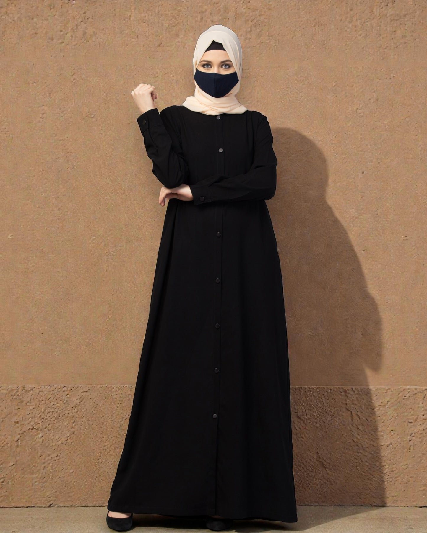 Front Open Abaya With Cuffed Sleeves