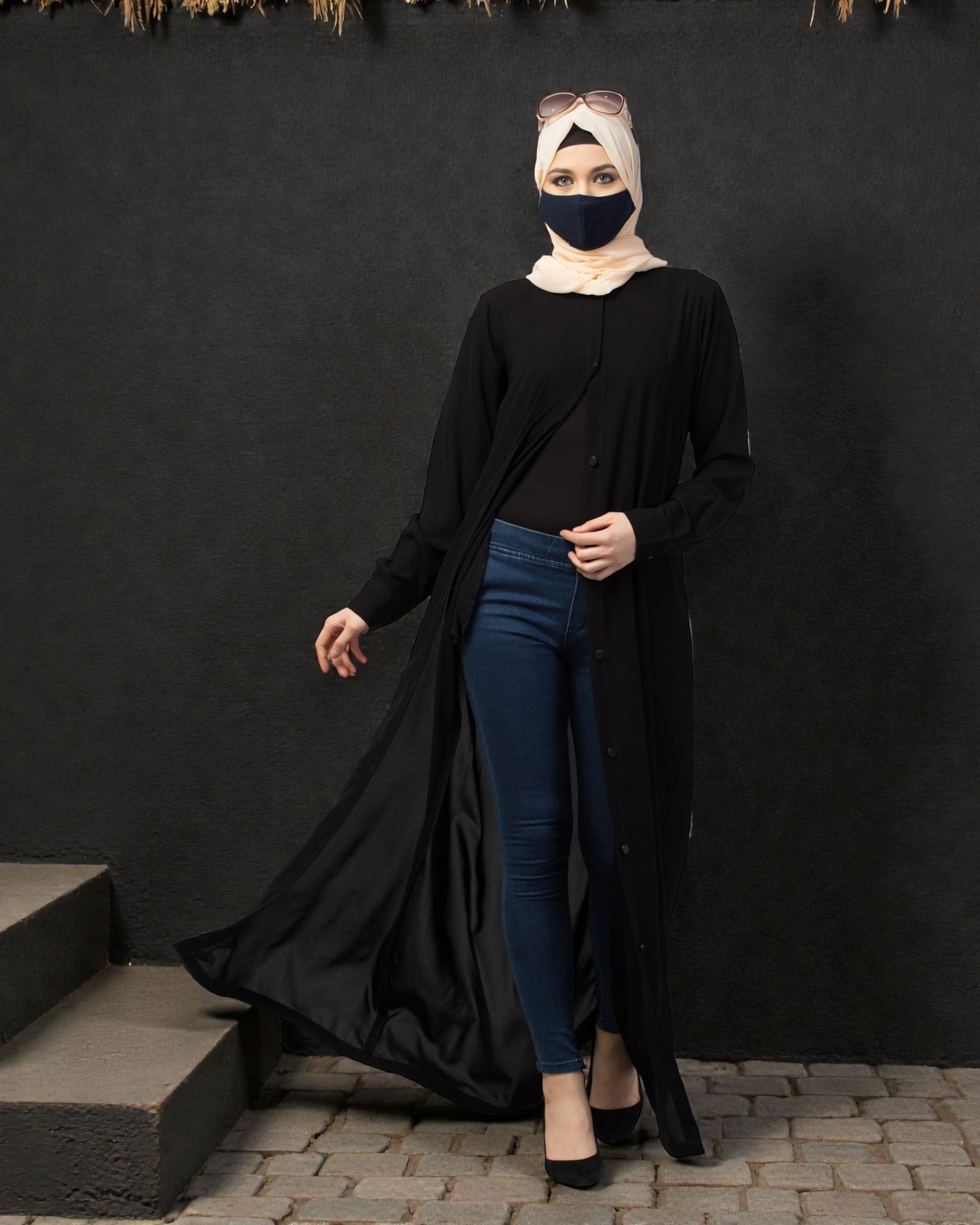 Front Open Abaya With Cuffed Sleeves