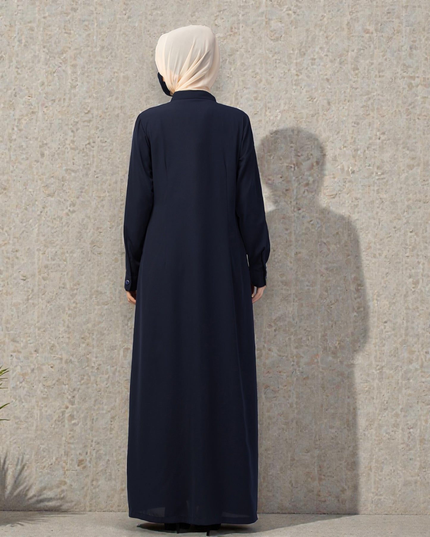 Front Open Abaya With Cuffed Sleeves