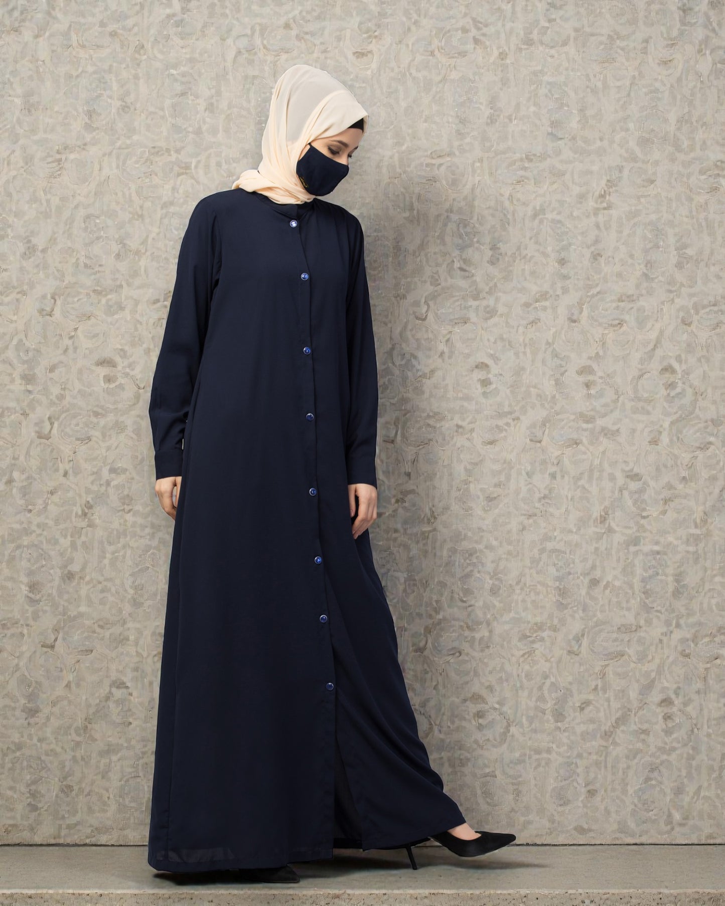 Front Open Abaya With Cuffed Sleeves