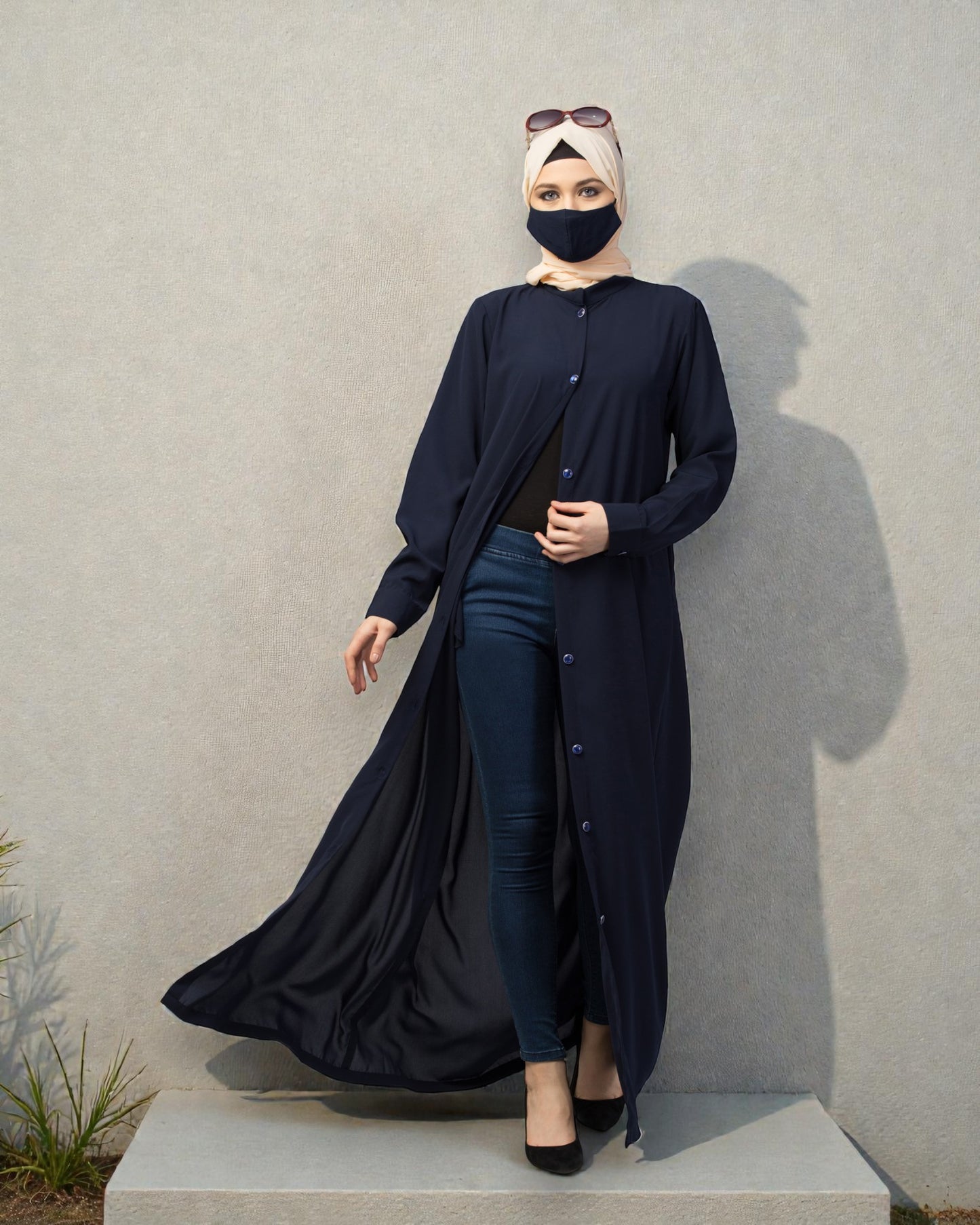 Front Open Abaya With Cuffed Sleeves