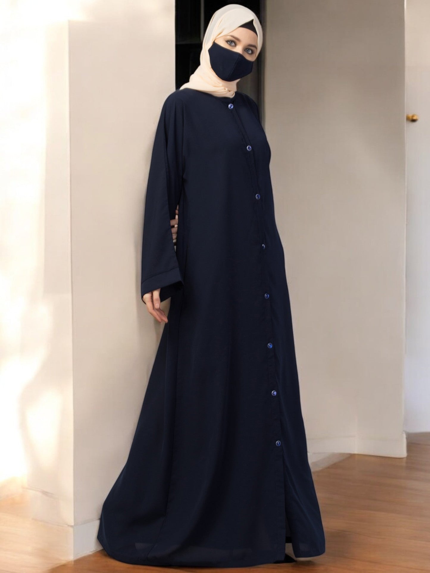 Front Open Abaya With Kimono Sleeves & Belt