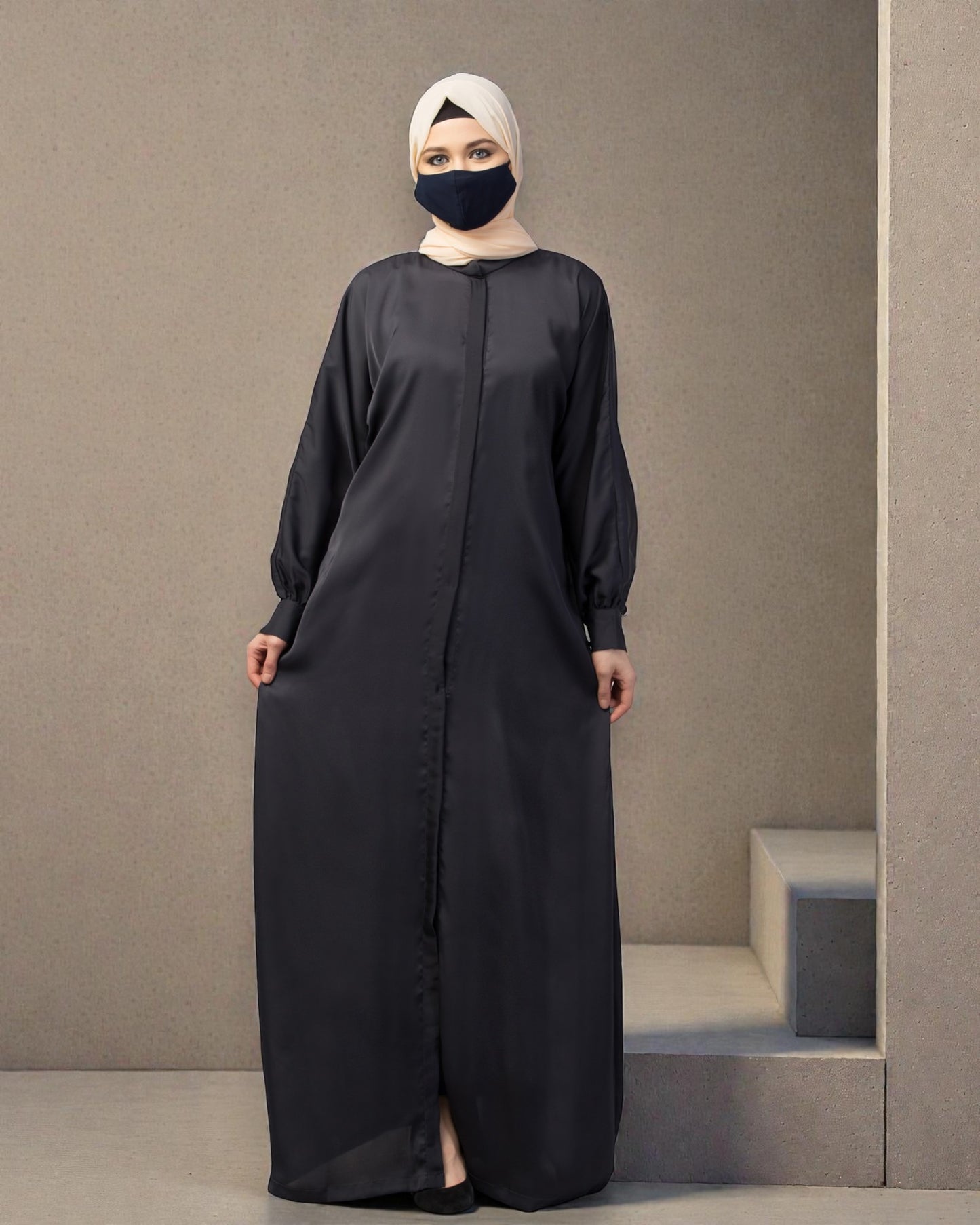 Front Open Nida Abaya With Cuff & Placket