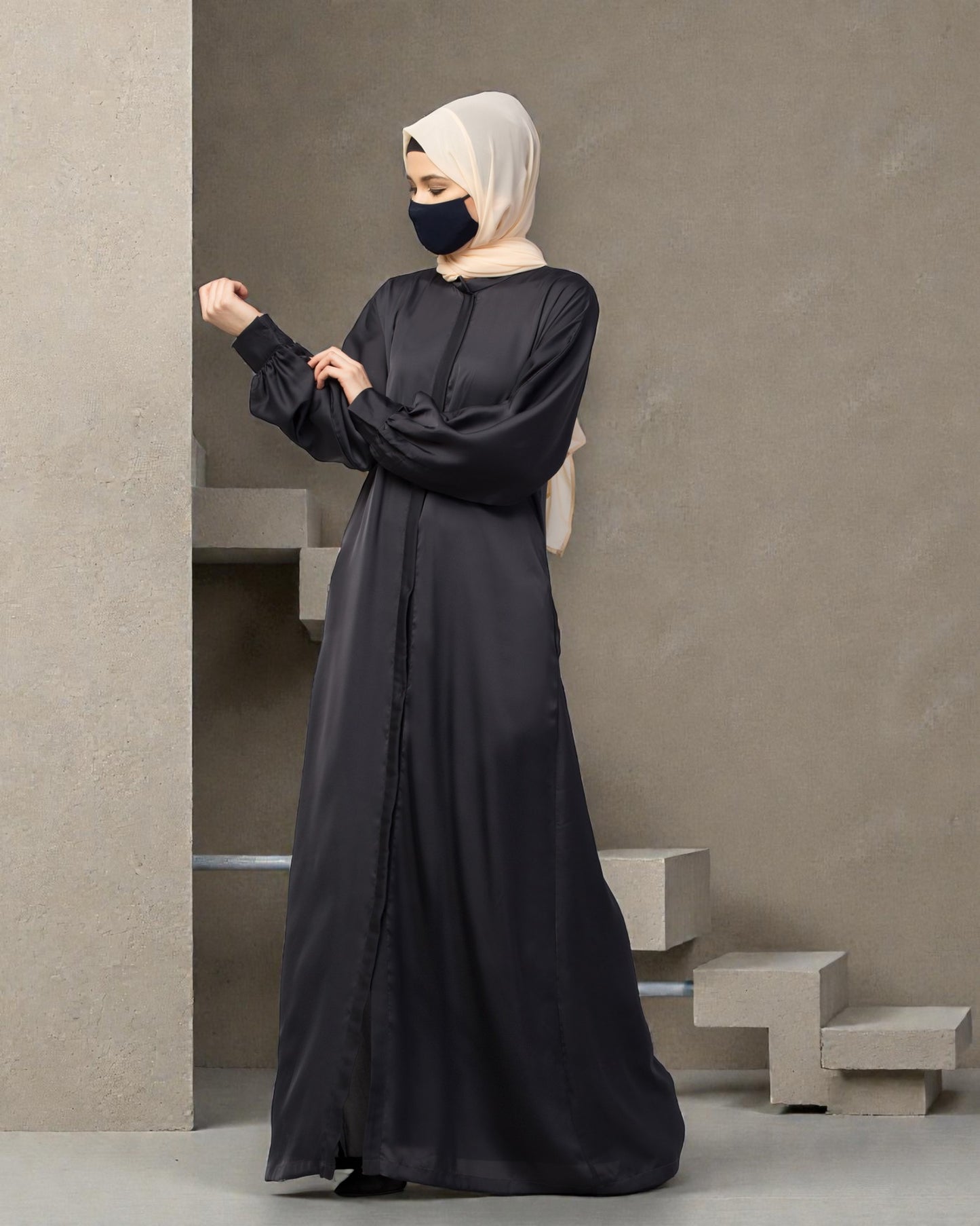 Front Open Nida Abaya With Cuff & Placket