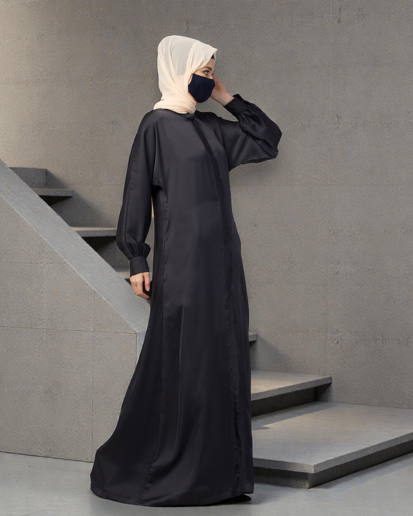Front Open Nida Abaya With Cuff & Placket