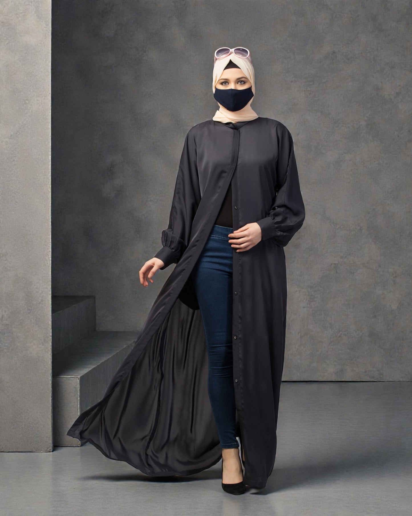 Front Open Nida Abaya With Cuff & Placket