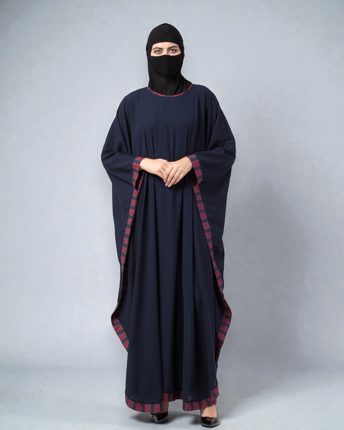 Musheco-Free Size Kaftan Abaya With Striped Border