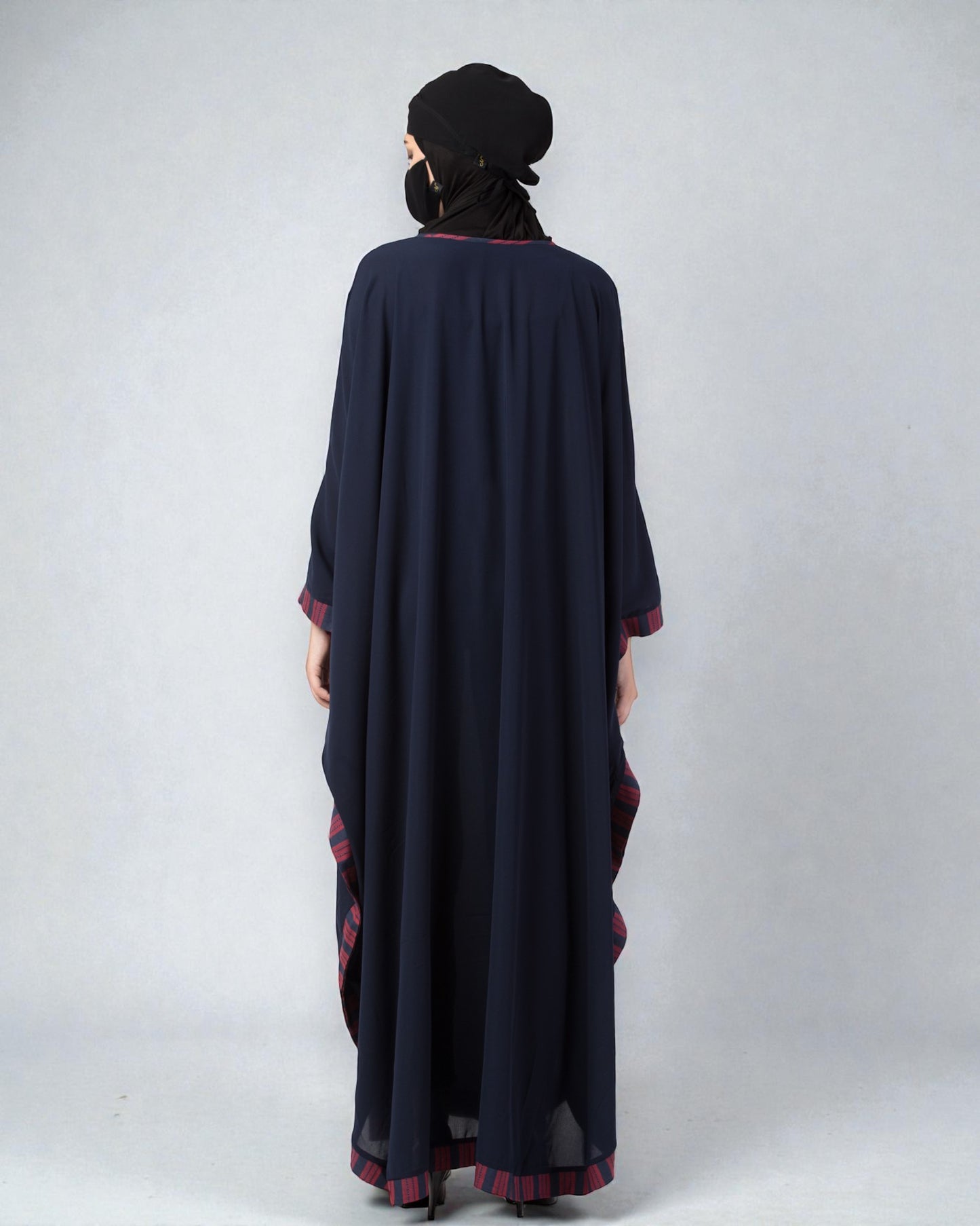 Musheco-Free Size Kaftan Abaya With Striped Border