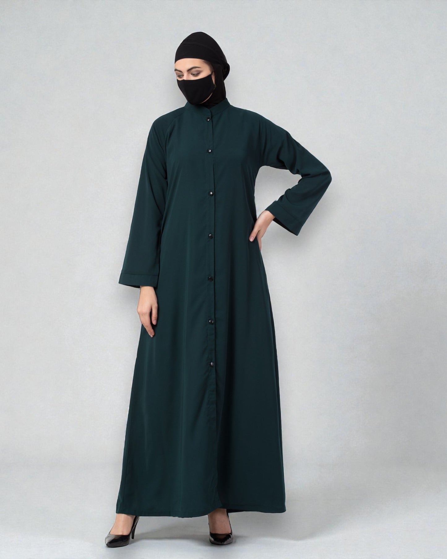 Musheco Front Open Abaya In Firdaus Fabric With Kimono Sleeves