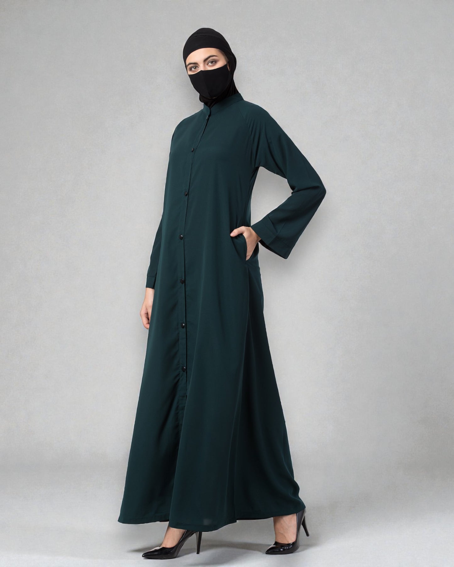 Musheco Front Open Abaya In Firdaus Fabric With Kimono Sleeves