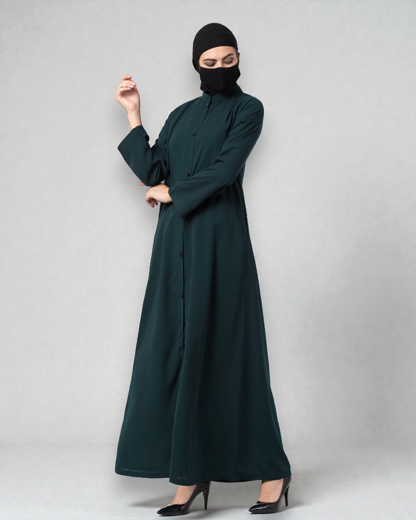 Musheco Front Open Abaya In Firdaus Fabric With Kimono Sleeves