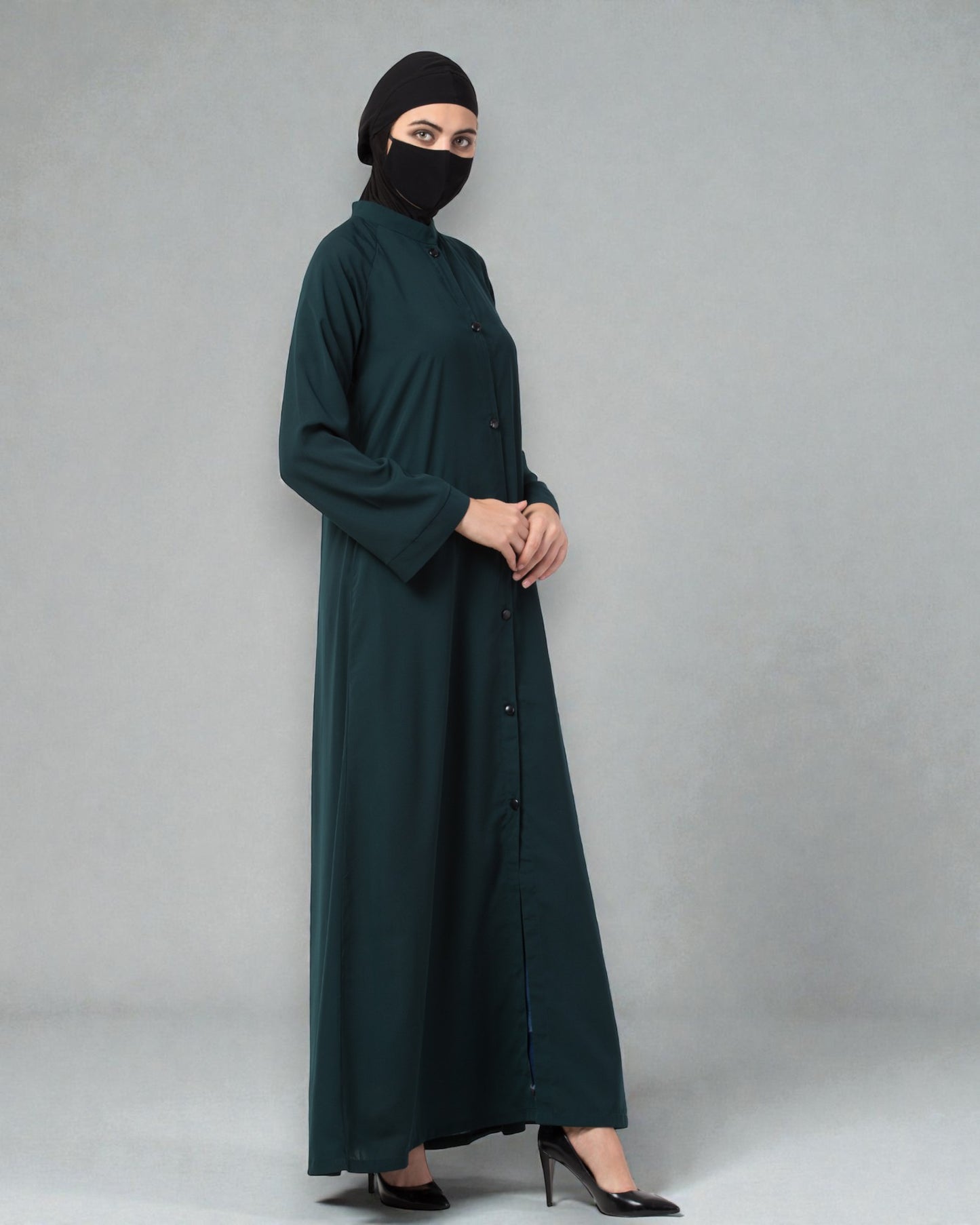Musheco Front Open Abaya In Firdaus Fabric With Kimono Sleeves