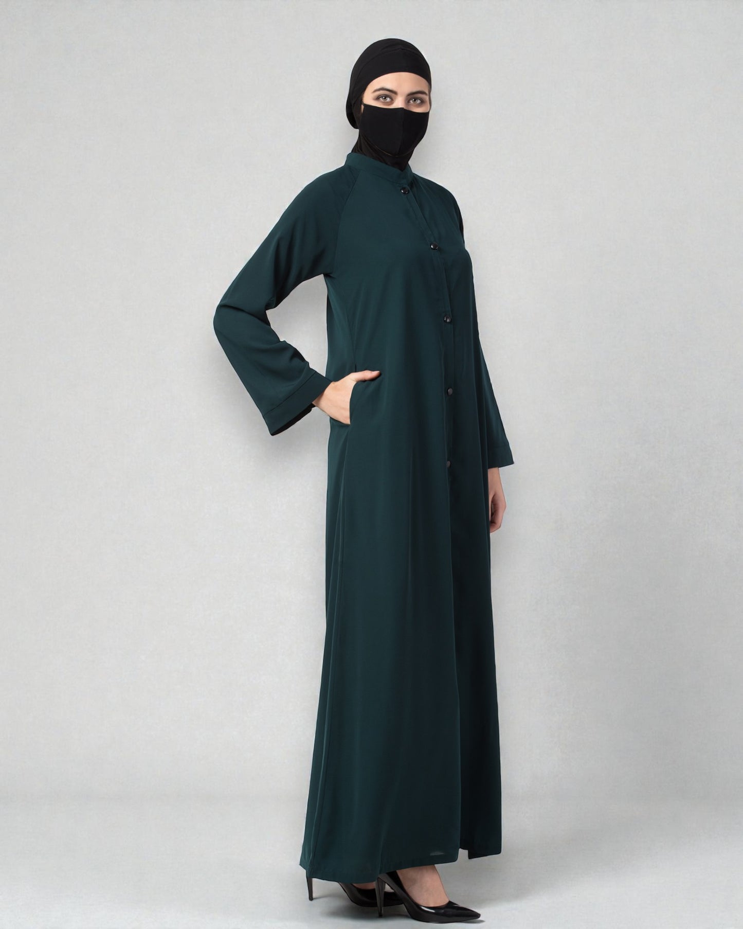 Musheco Front Open Abaya In Firdaus Fabric With Kimono Sleeves
