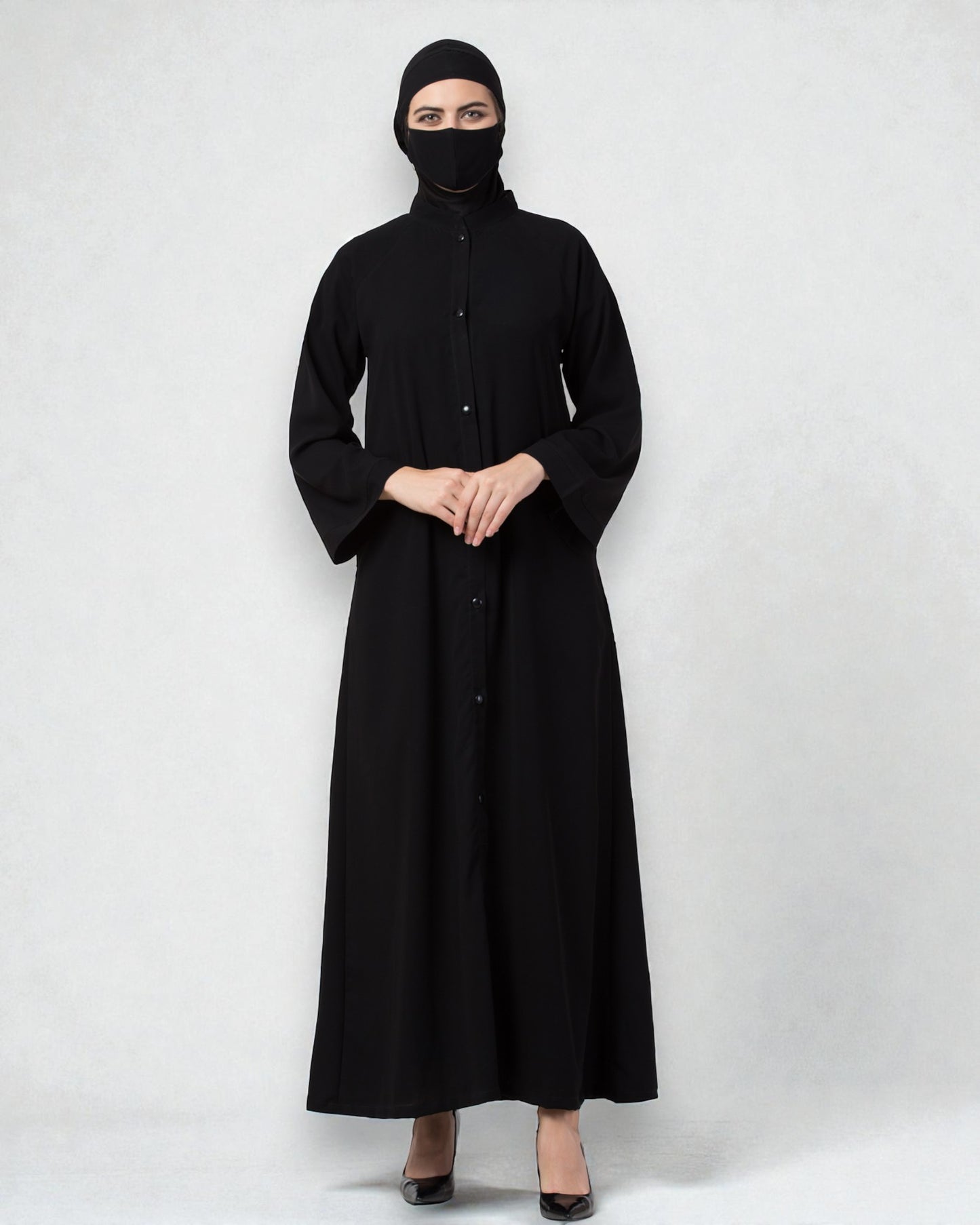 Musheco Front Open Abaya In Firdaus Fabric With Kimono Sleeves
