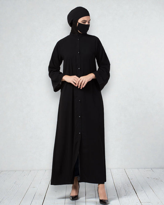 Musheco Front Open Abaya In Firdaus Fabric With Kimono Sleeves