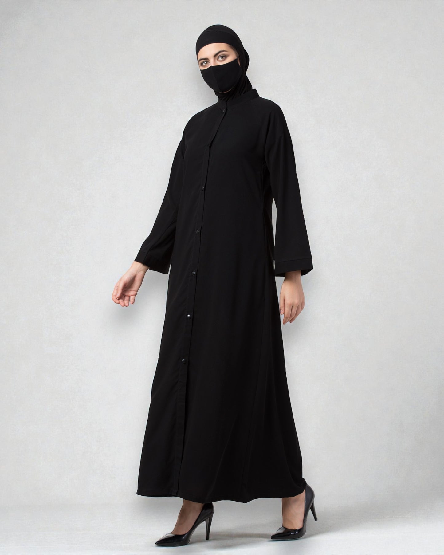 Musheco Front Open Abaya In Firdaus Fabric With Kimono Sleeves