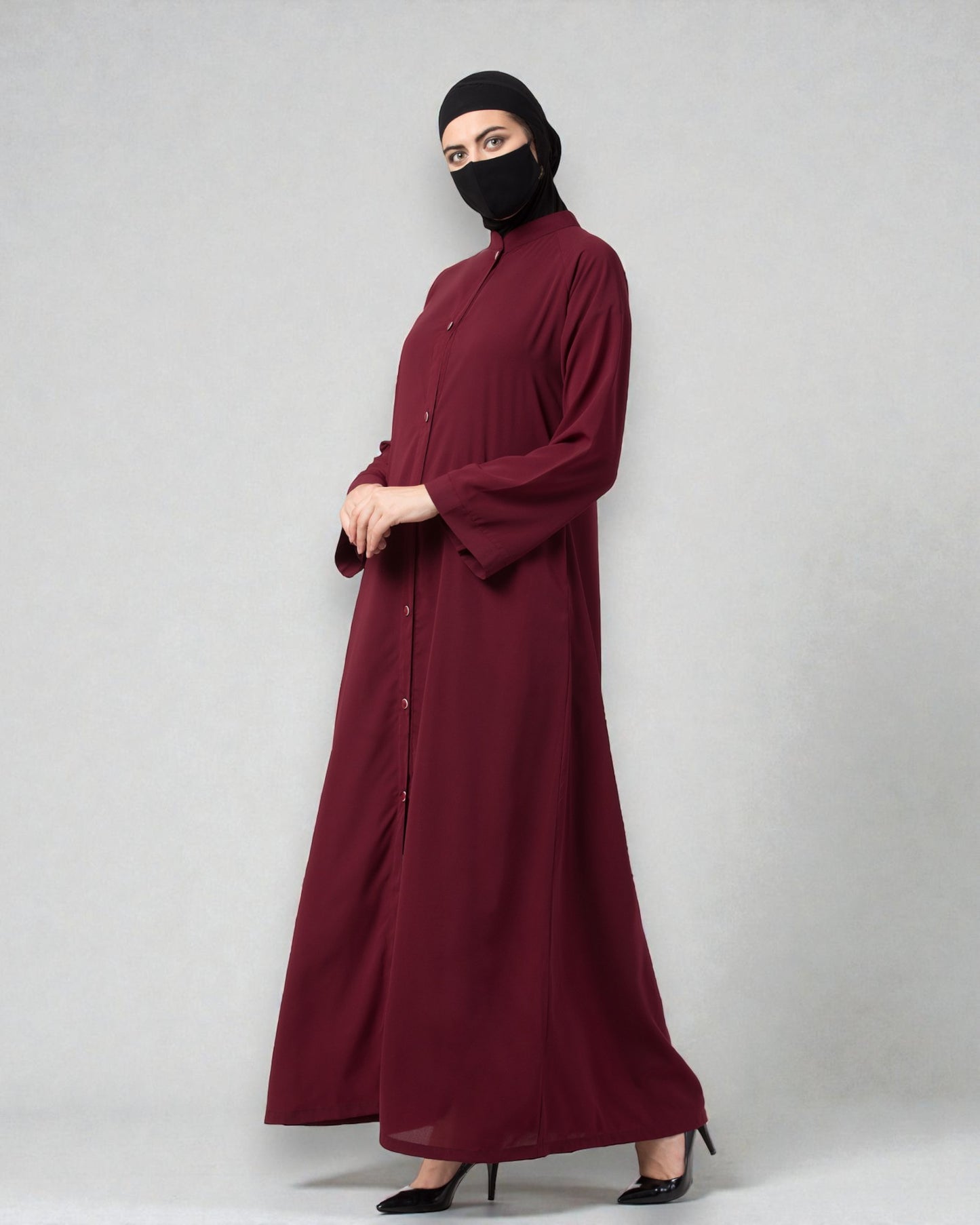 Musheco Front Open Abaya In Firdaus Fabric With Kimono Sleeves