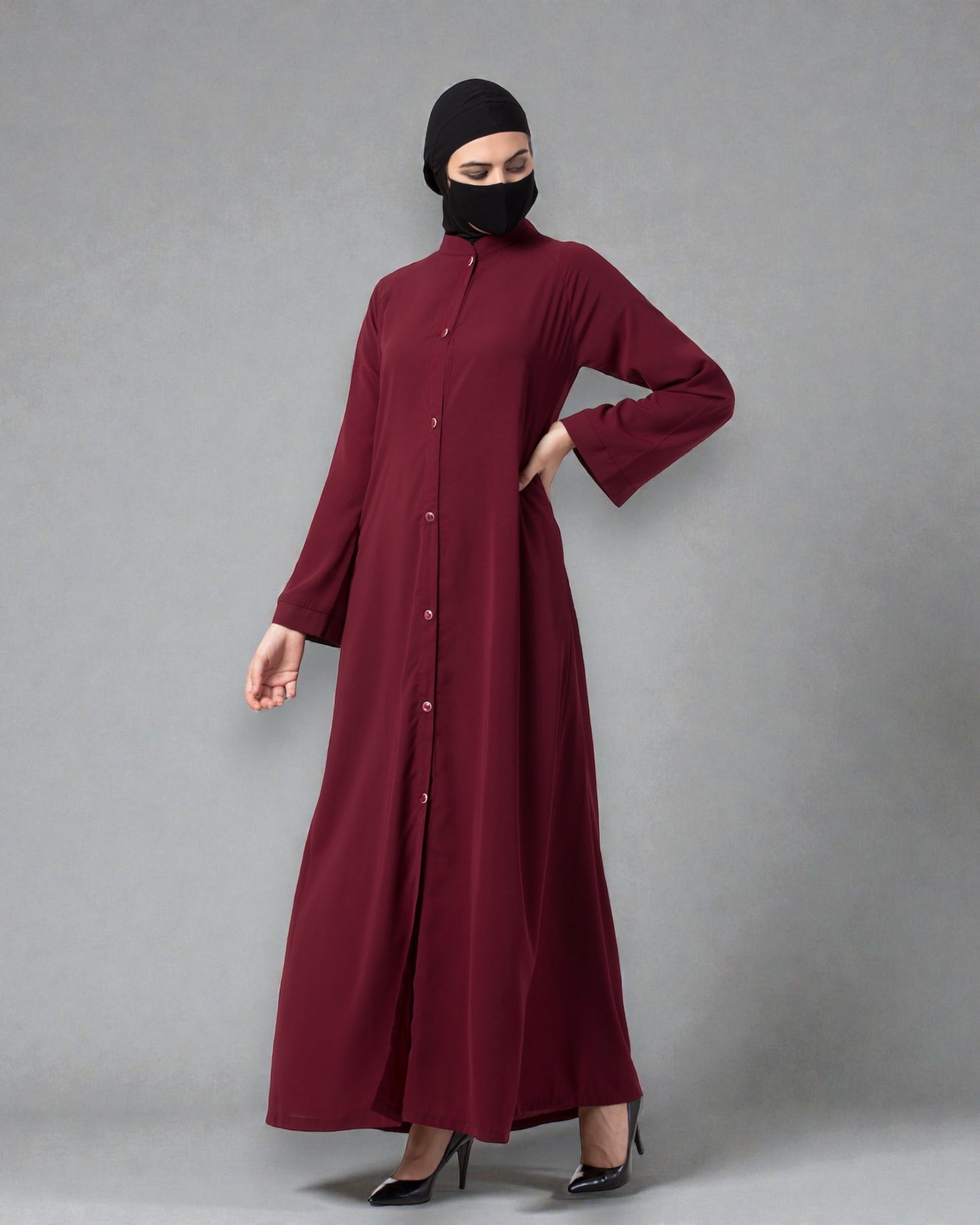 Musheco Front Open Abaya In Firdaus Fabric With Kimono Sleeves